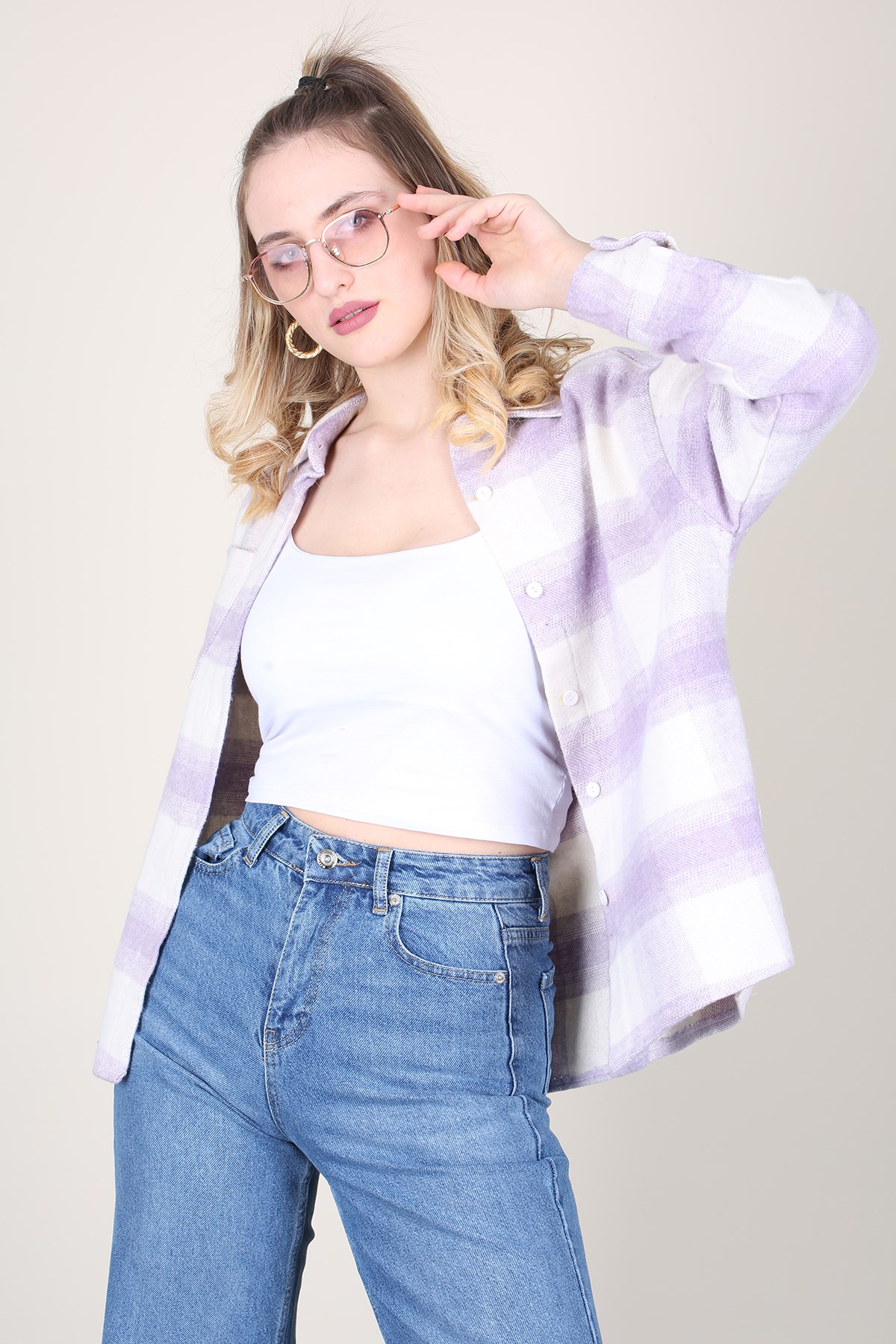 Mad Girls Lilac Lumberjack Shirt MG1200