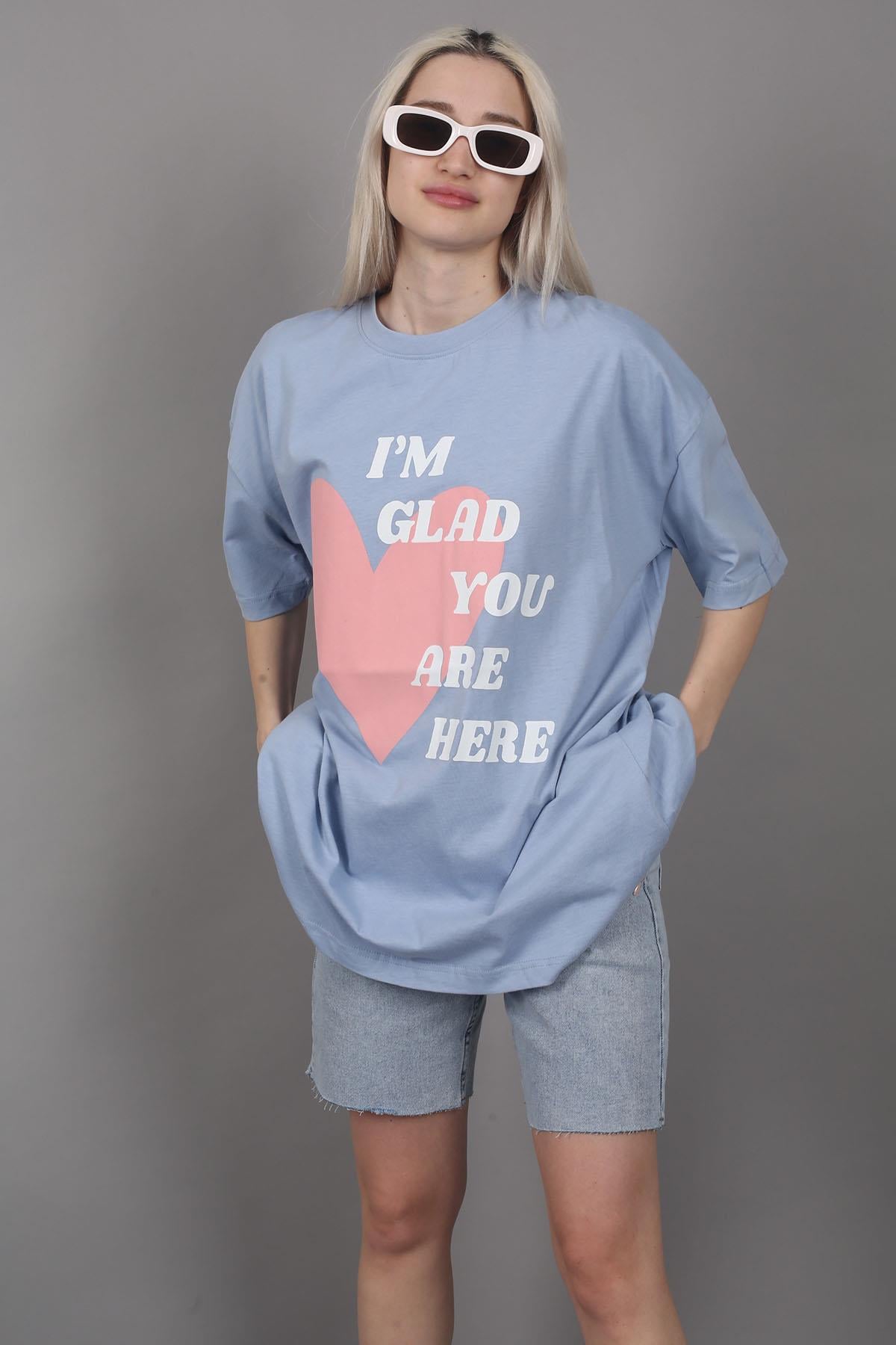 Mad Girls Printed Blue T-Shirt MG1202