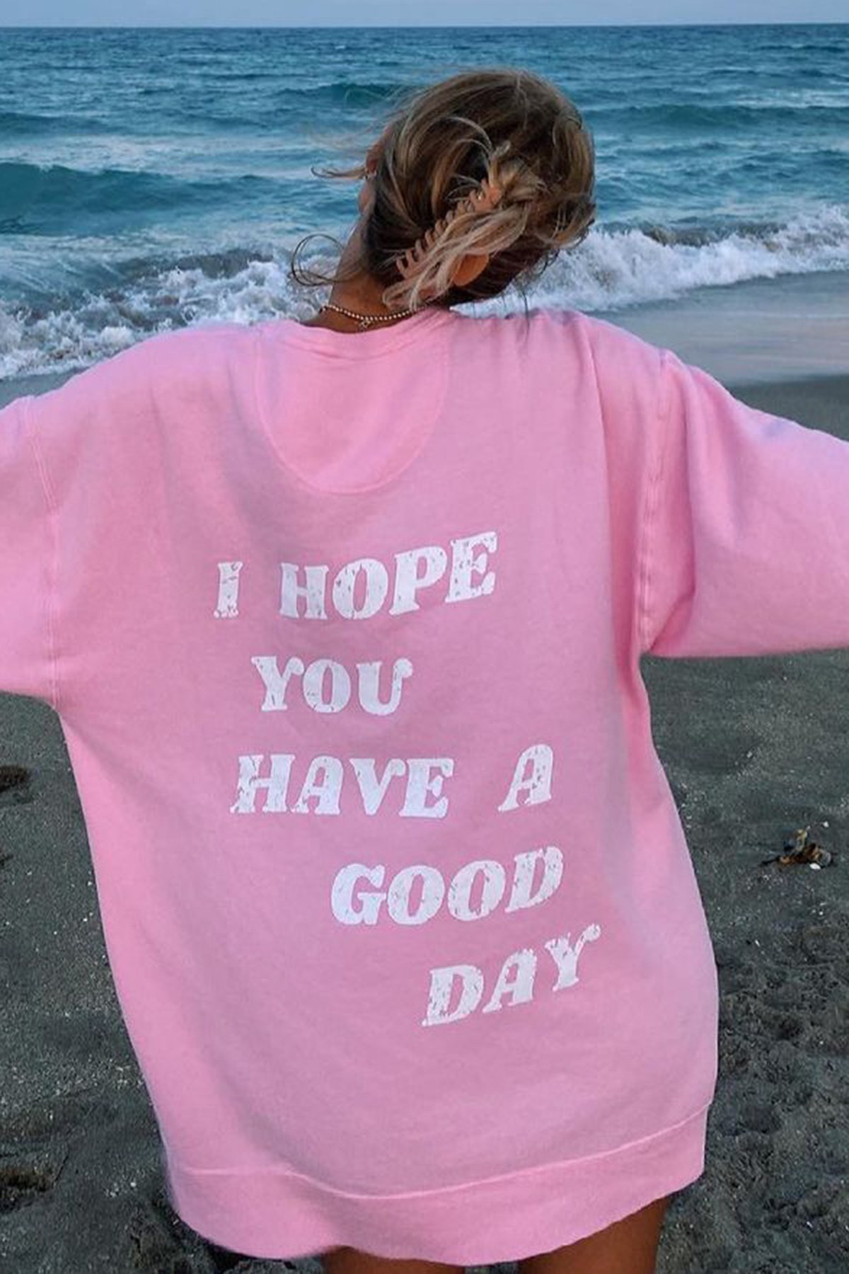 Mad Girls Pembe Sırt Baskılı Sweatshirt MG1219