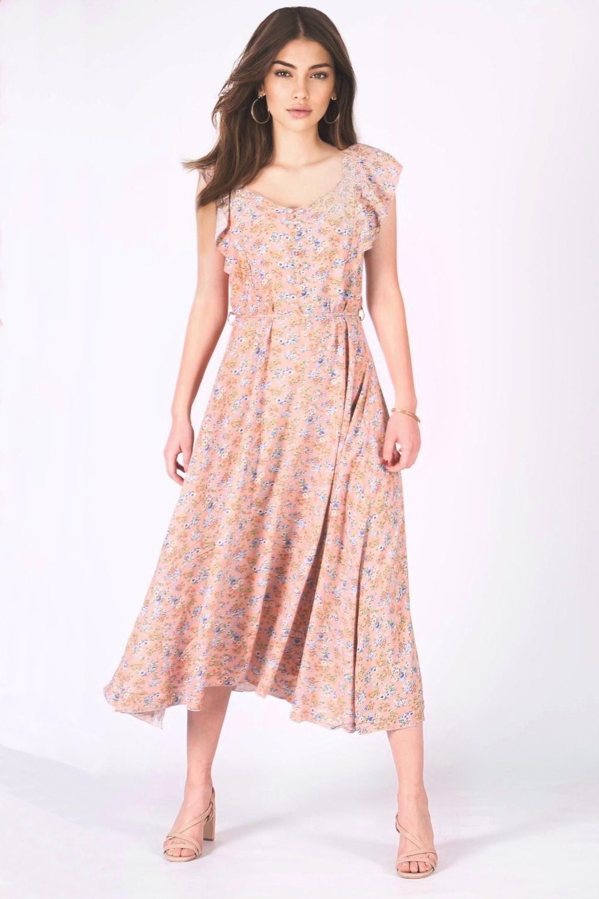 Mad Girls Soft Pink Button-up Long Dress MG648