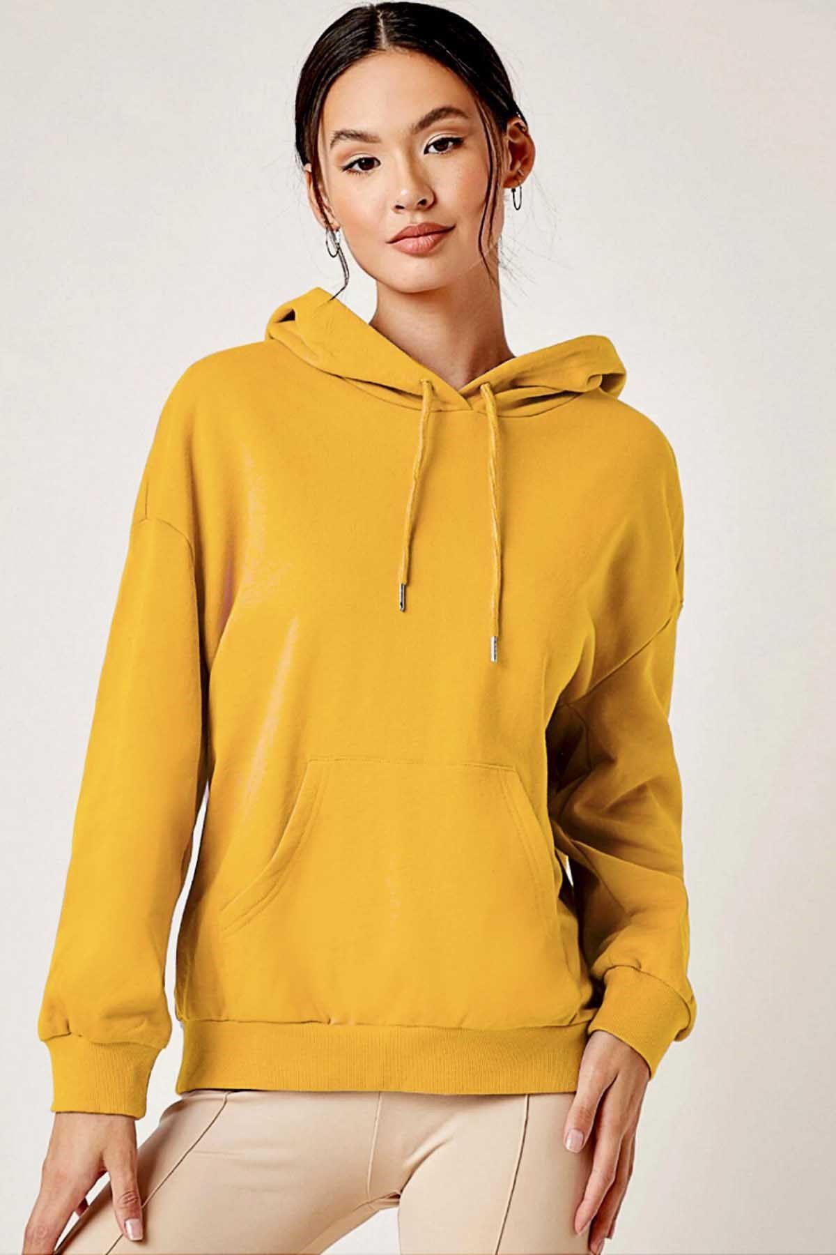 Mad Girls Sarı Kadın Sweatshirt