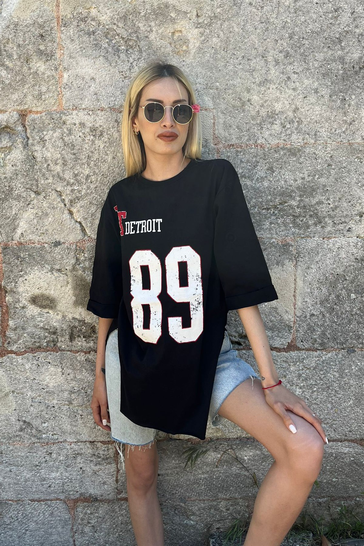 Mad Girls Printed Black T-shirt MG990