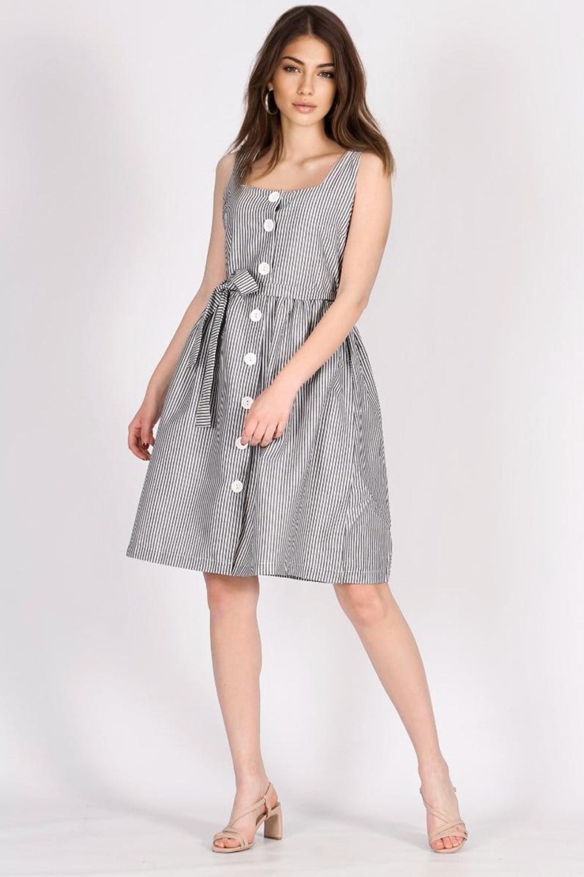 Mad Girls Black Striped Dress MG645