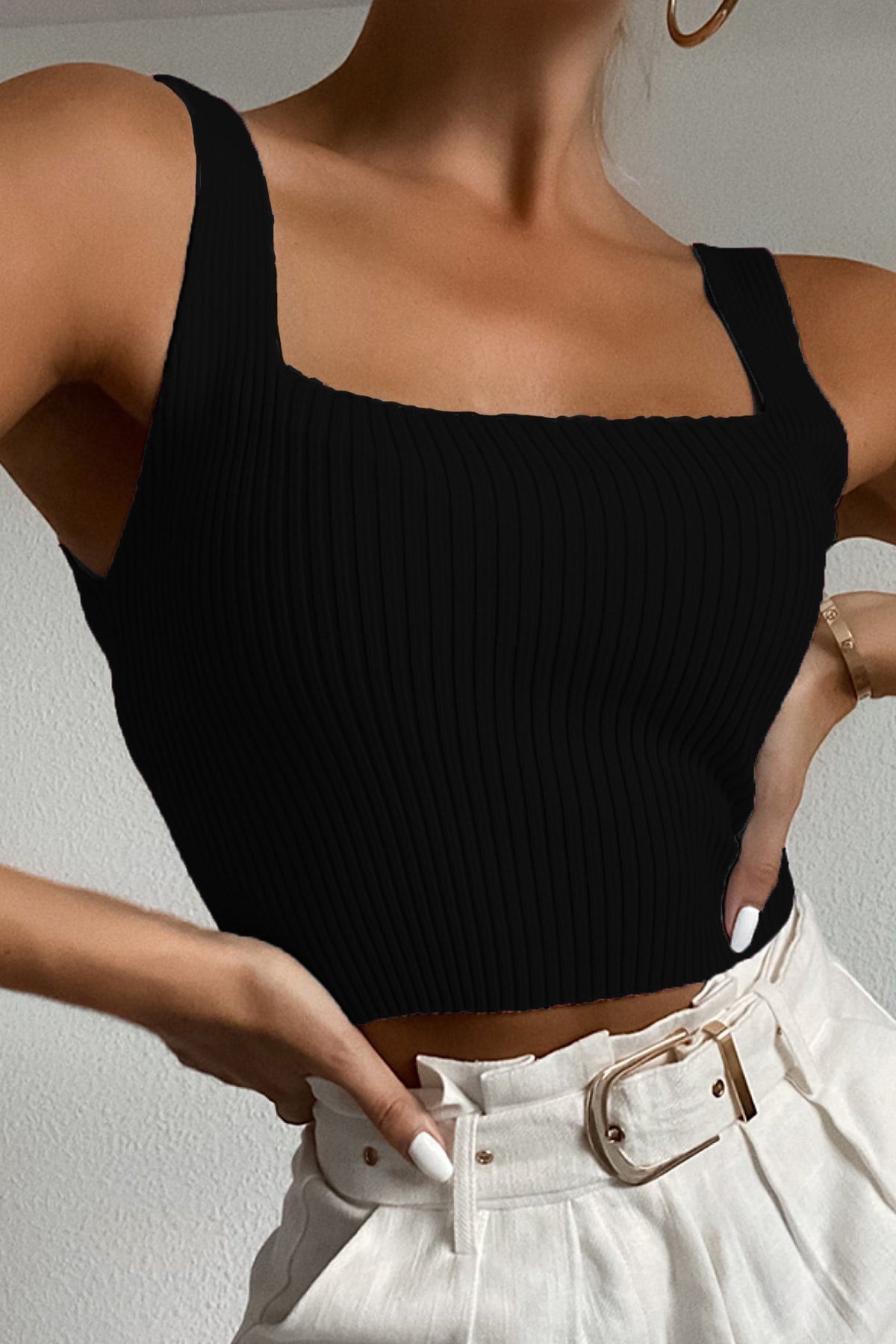 Mad Girls Siyah Crop Top MG985