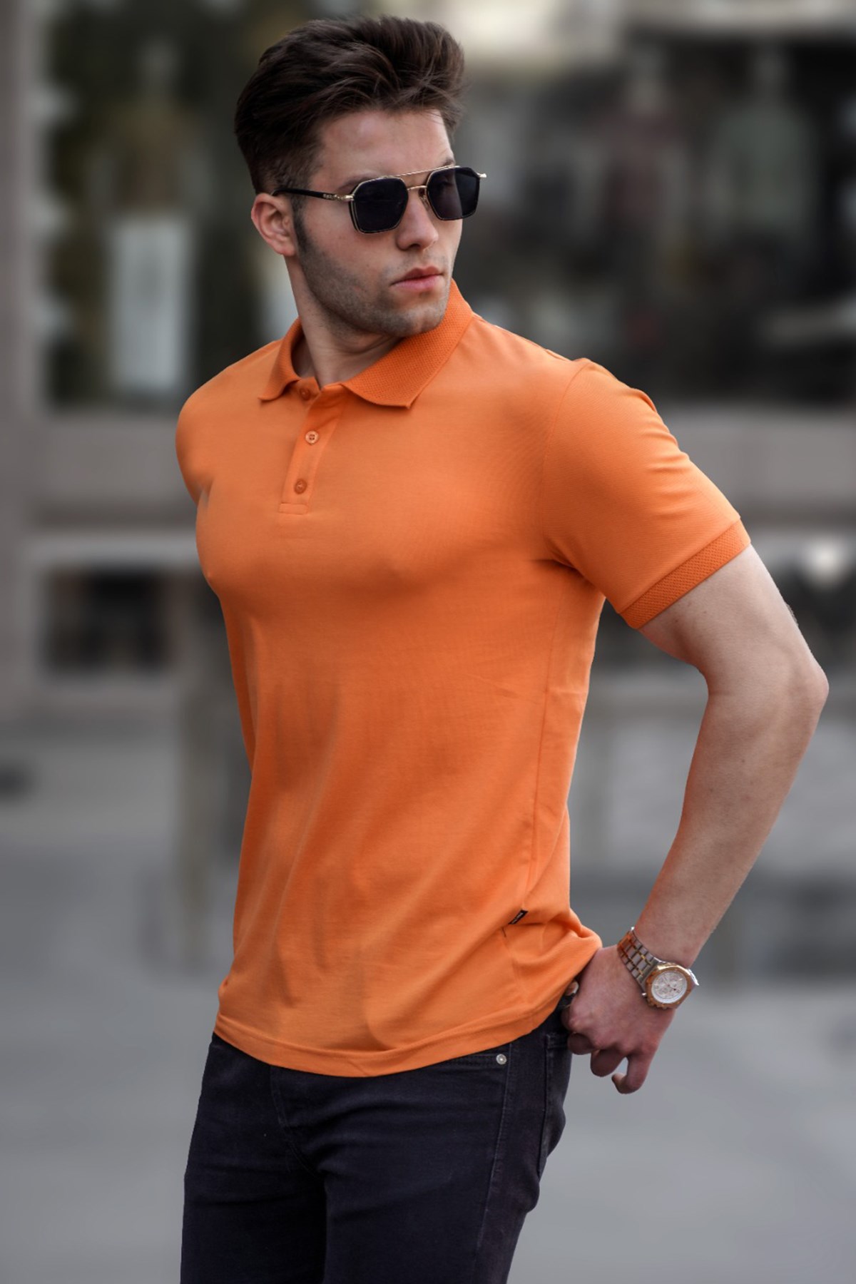 Madmext Orange Basic Polo Shirt for Men