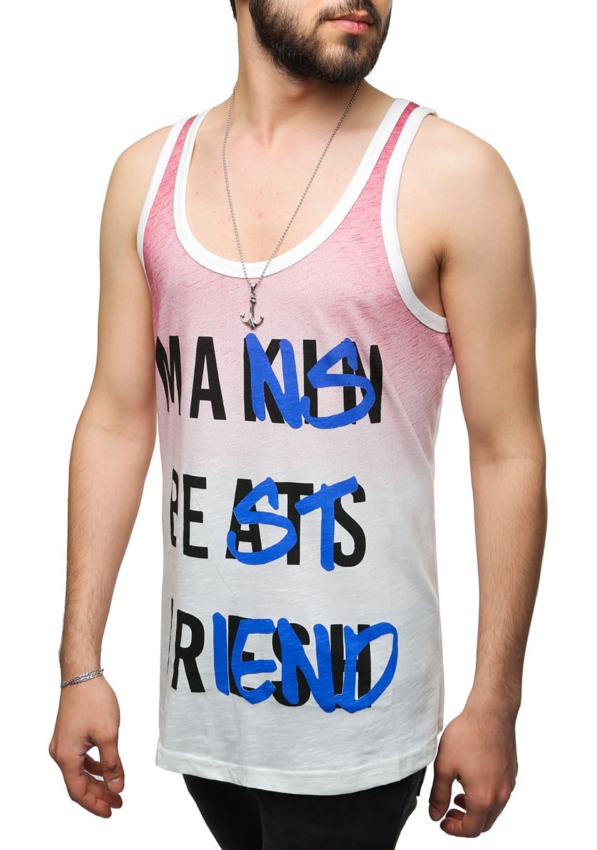 Madmext Baskılı Bordo Atlet 2501