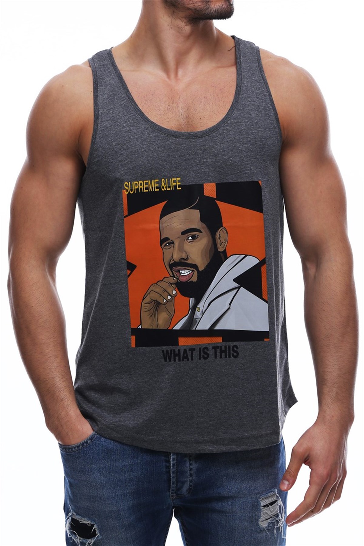 Sleeveless T-Shirt In Printed Smoked 2632