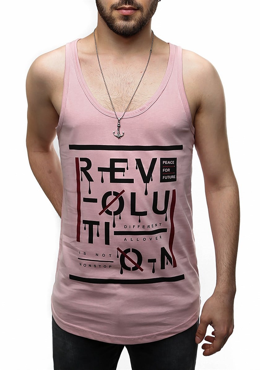 Madmext Printed Pink Tank Top 2483