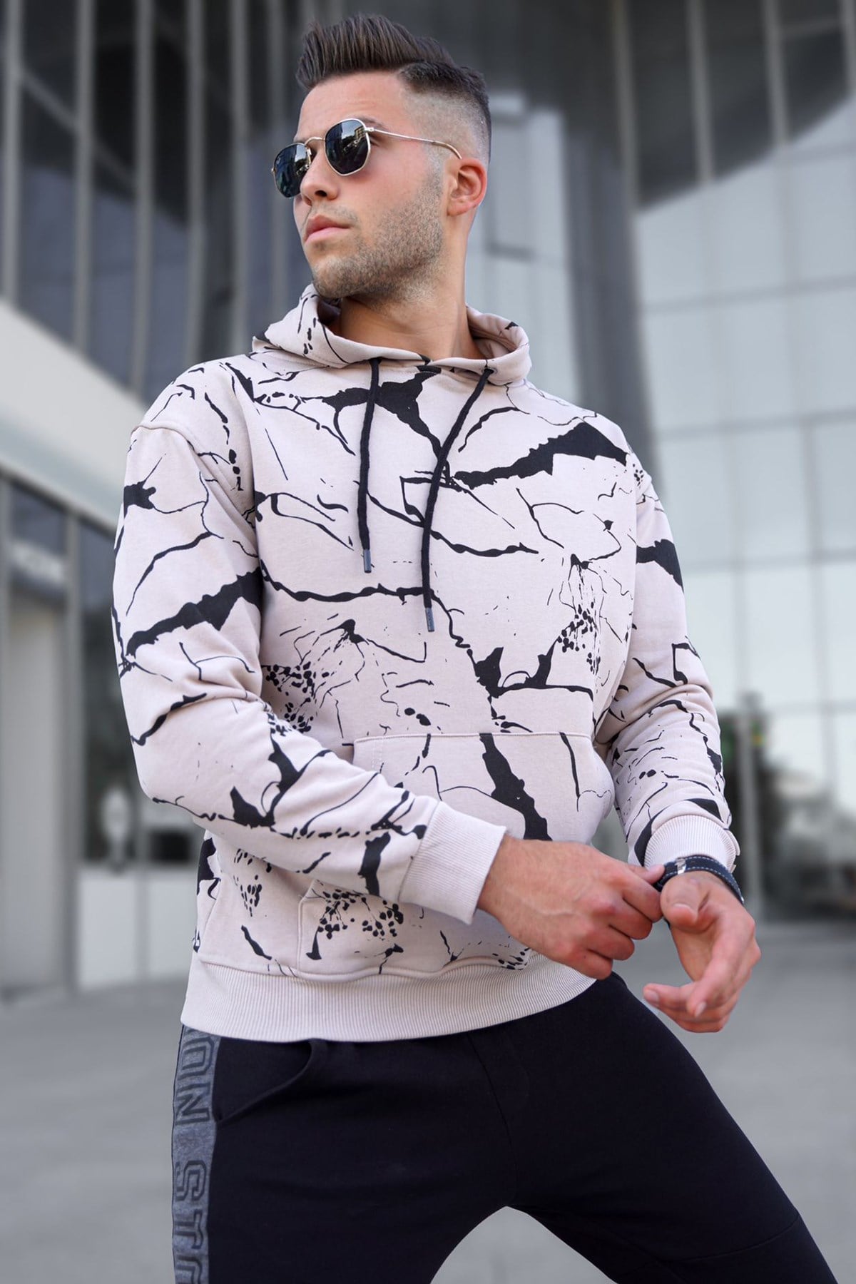 Madmext Bej Kapüşonlu Sweatshirt 5324