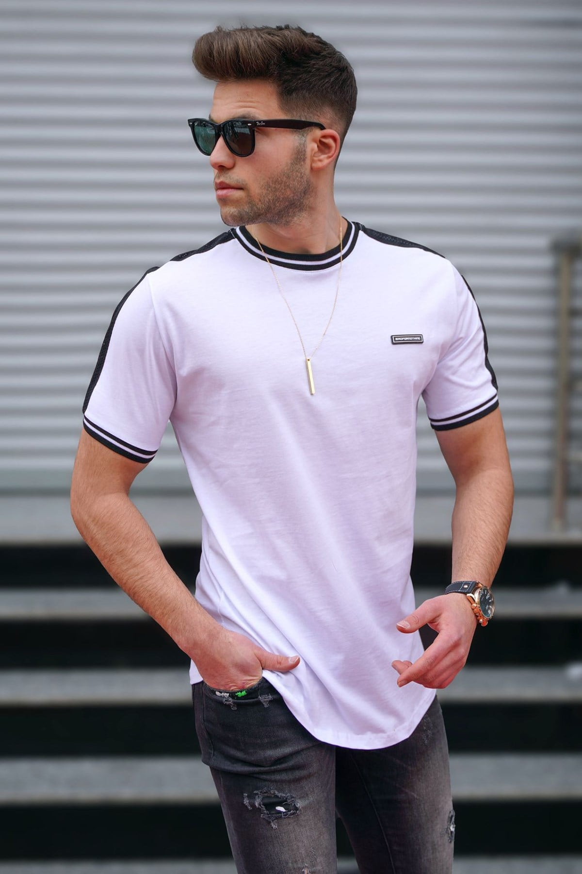 Madmext Beyaz Erkek T-Shirt 5374
