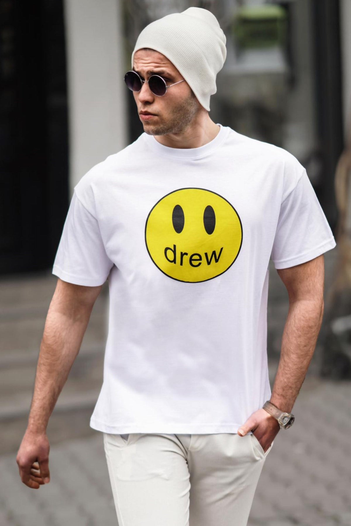 Madmext Beyaz Erkek Tişört 5206