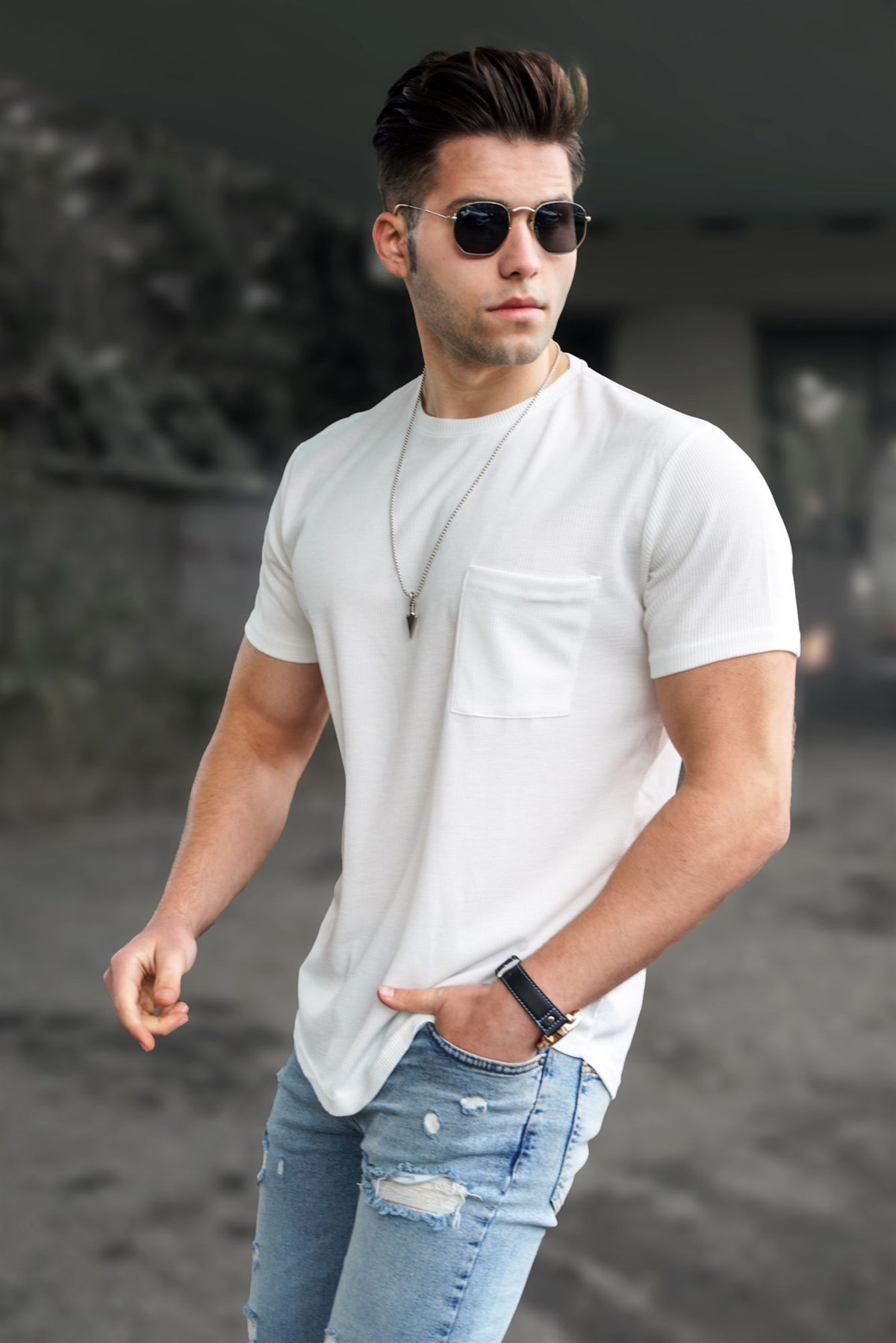 Madmext Men White T-shirt 5280