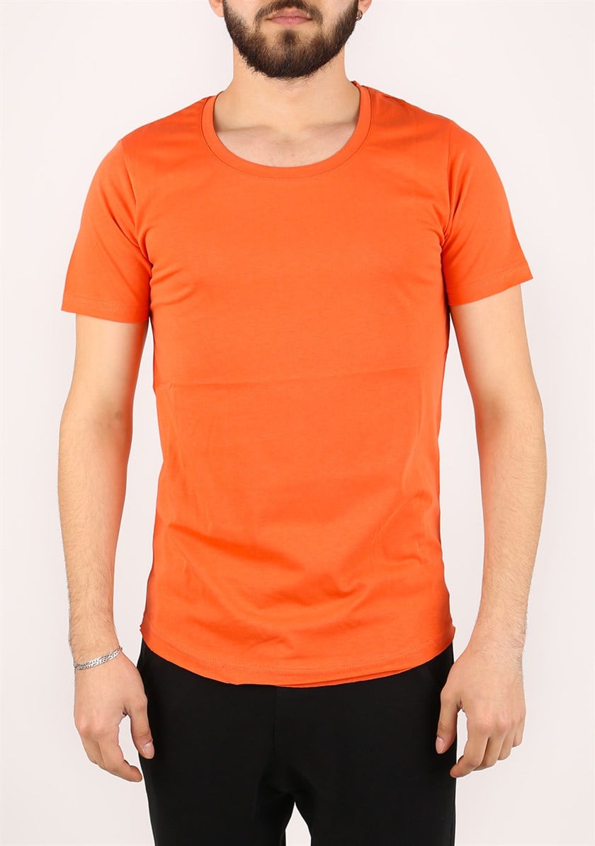 Madmext Bisiklet Yaka Turuncu T-shirt 2308