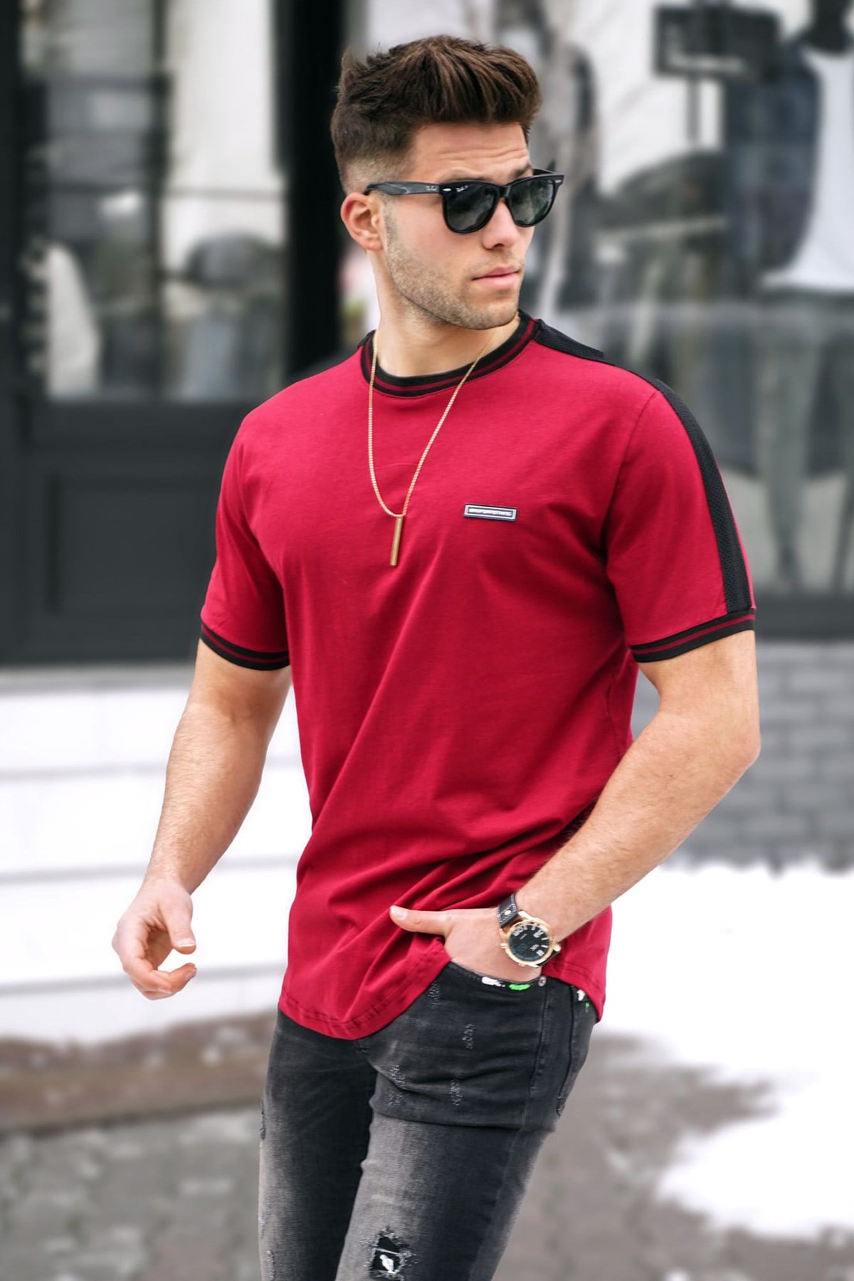Madmext Bordo Erkek T-Shirt 5374