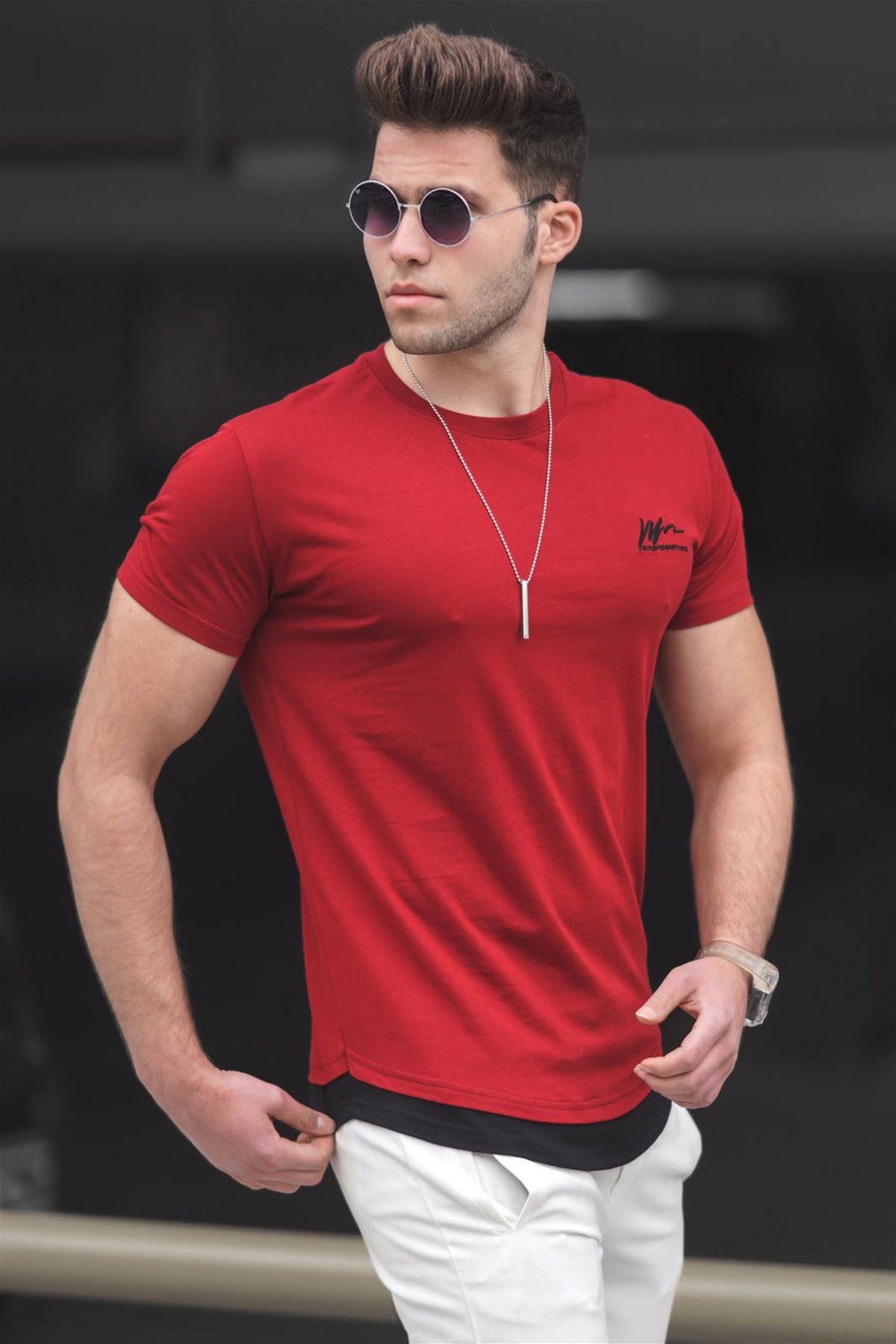 Madmext Claret Red Printed T-shirt for Men