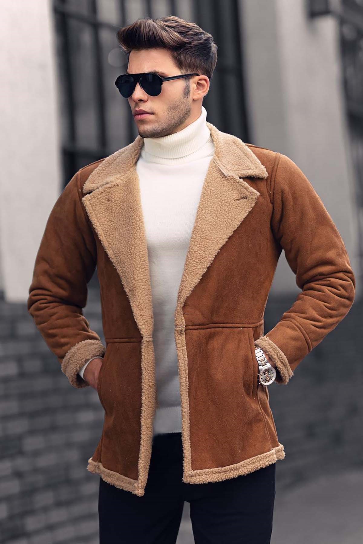 Madmext Camel Suede Jacket M-63