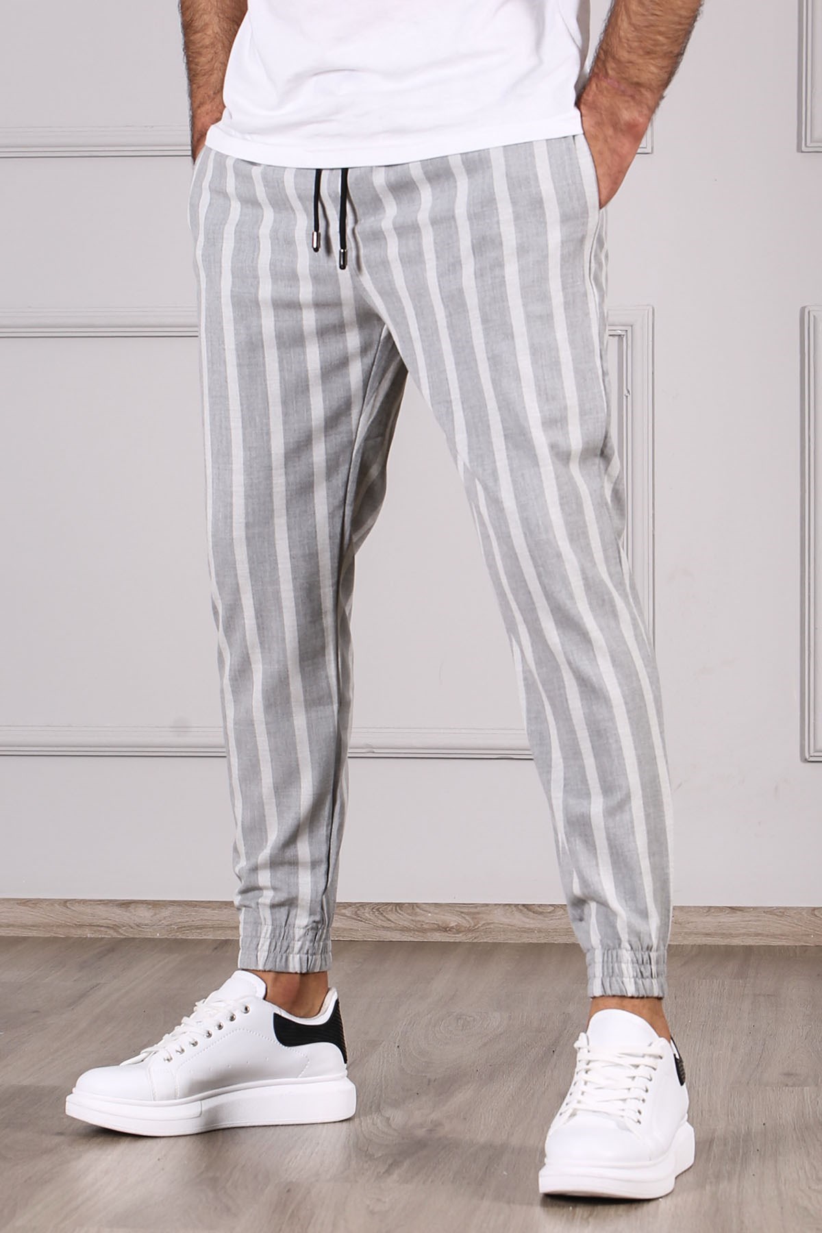 Madmext Çizgili Gri Jogger 4241