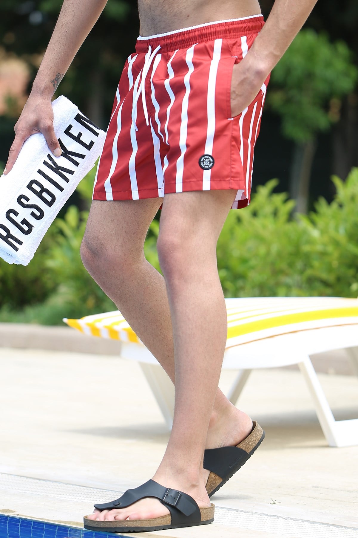 Madmext Red Striped Swim Wear Short 4259