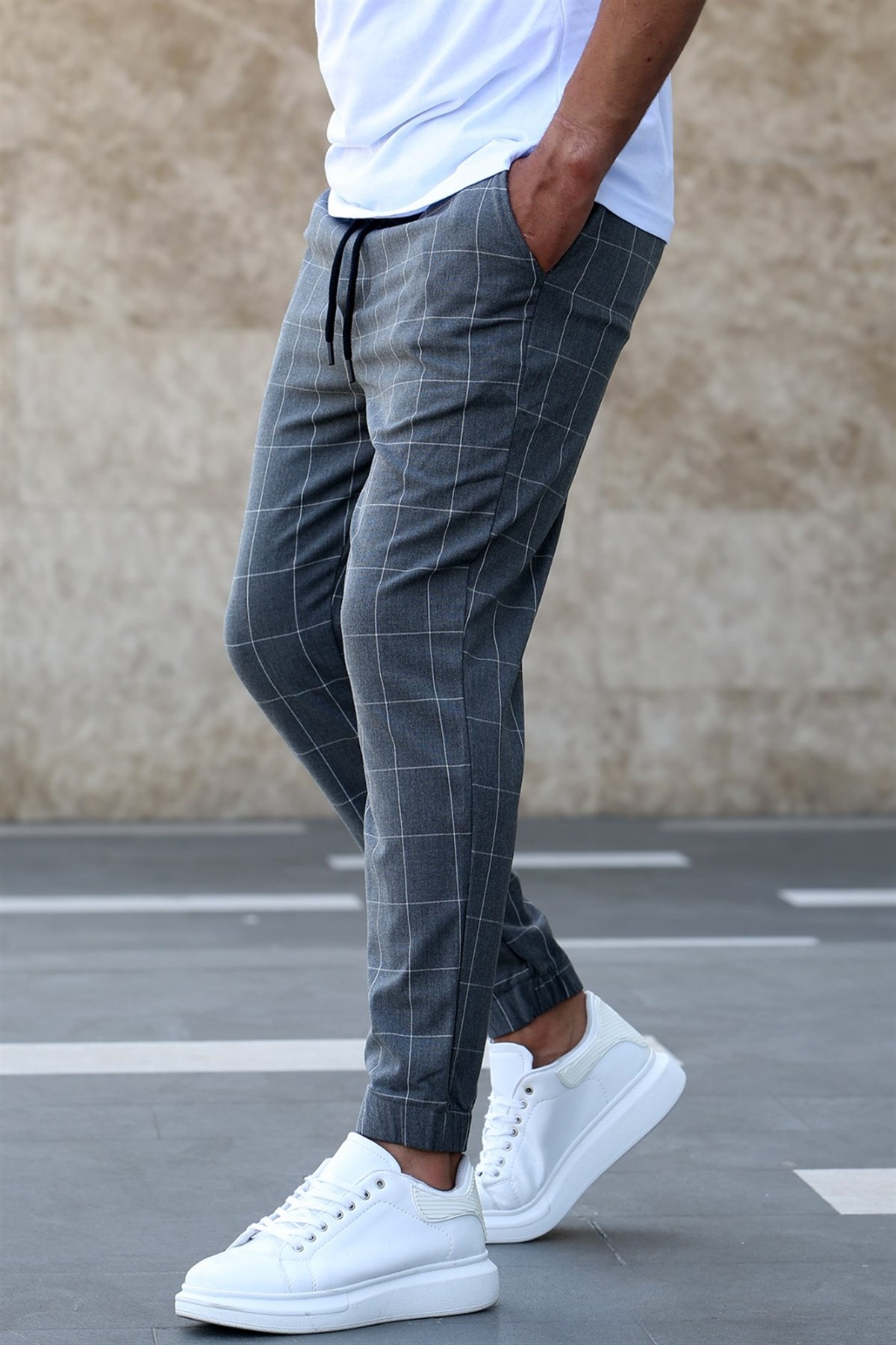 Men Tailored Trousers Suit Pants Check Plaid Western Style Casual Slim  Black Grey Navy Office Business Wear | Wish