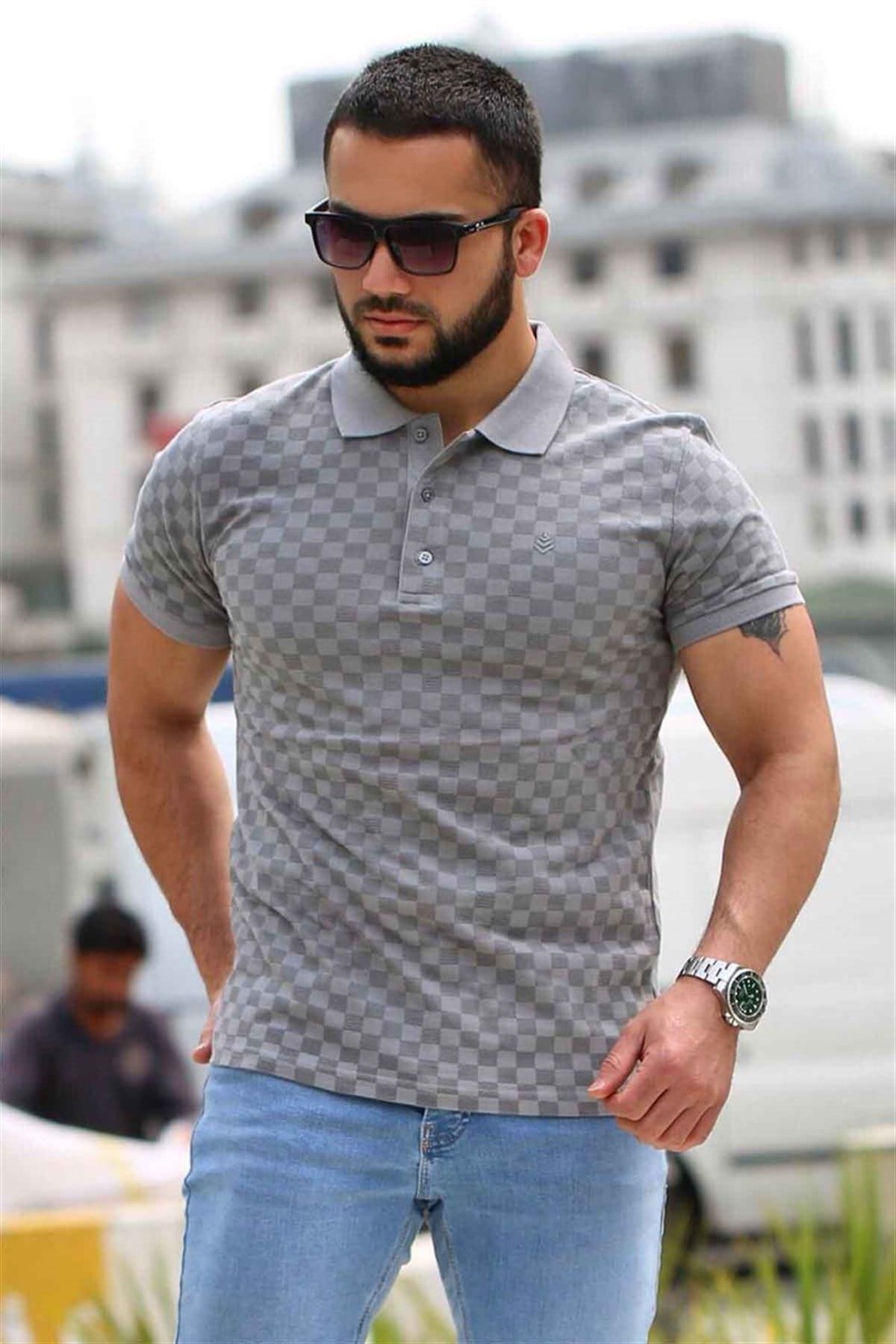 Madmext Grey Polo Shirt for Men