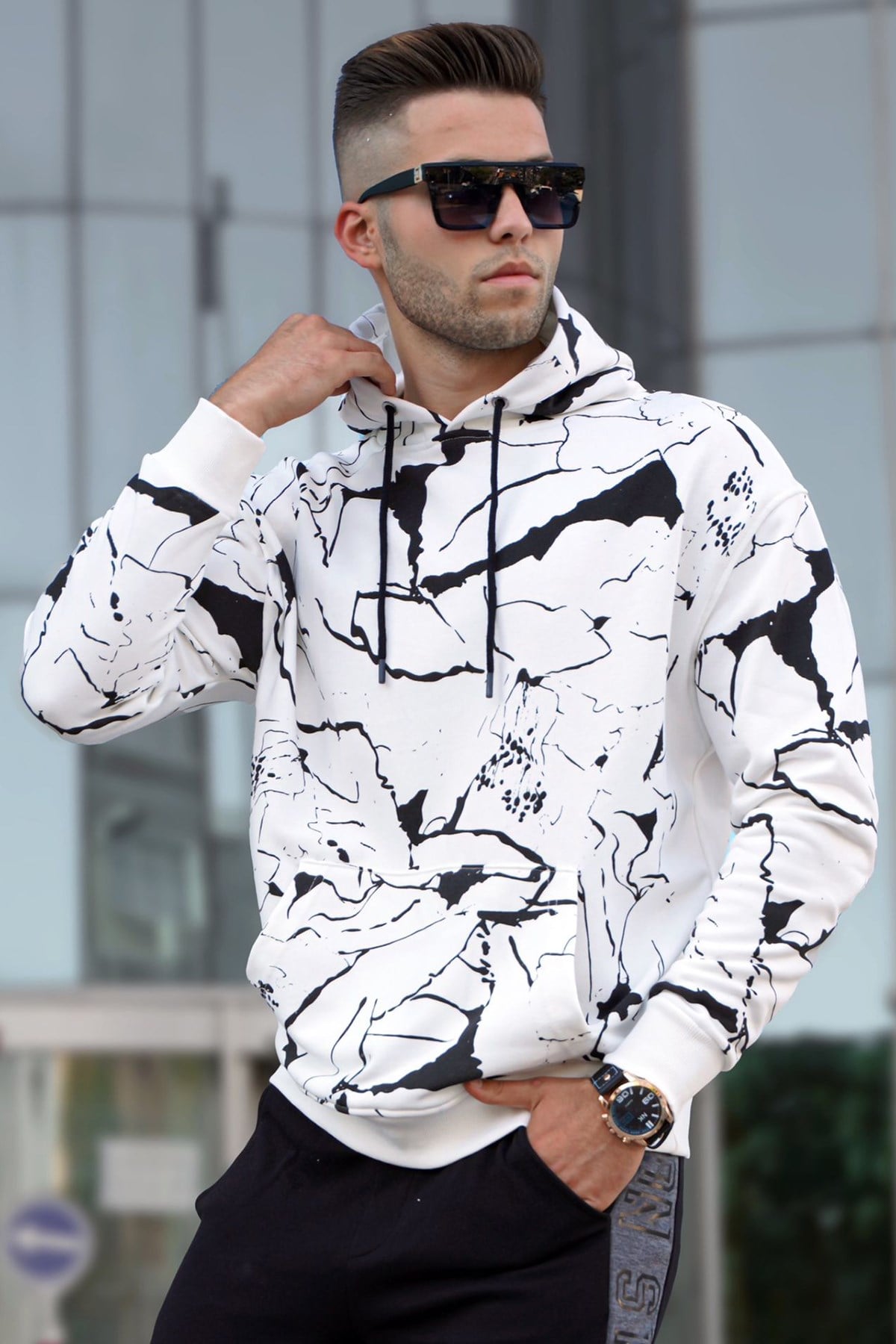 Madmext Ekru Kapüşonlu Sweatshirt 5324