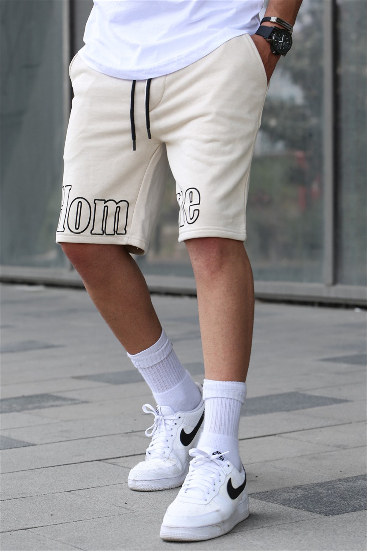 Madmext Erkek Baskılı Bej Kapri Şort 5439