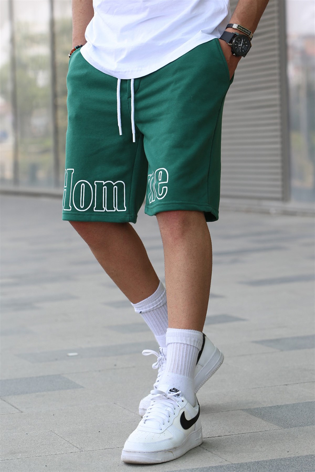 Madmext Men Printed Green Capri Shorts 5439