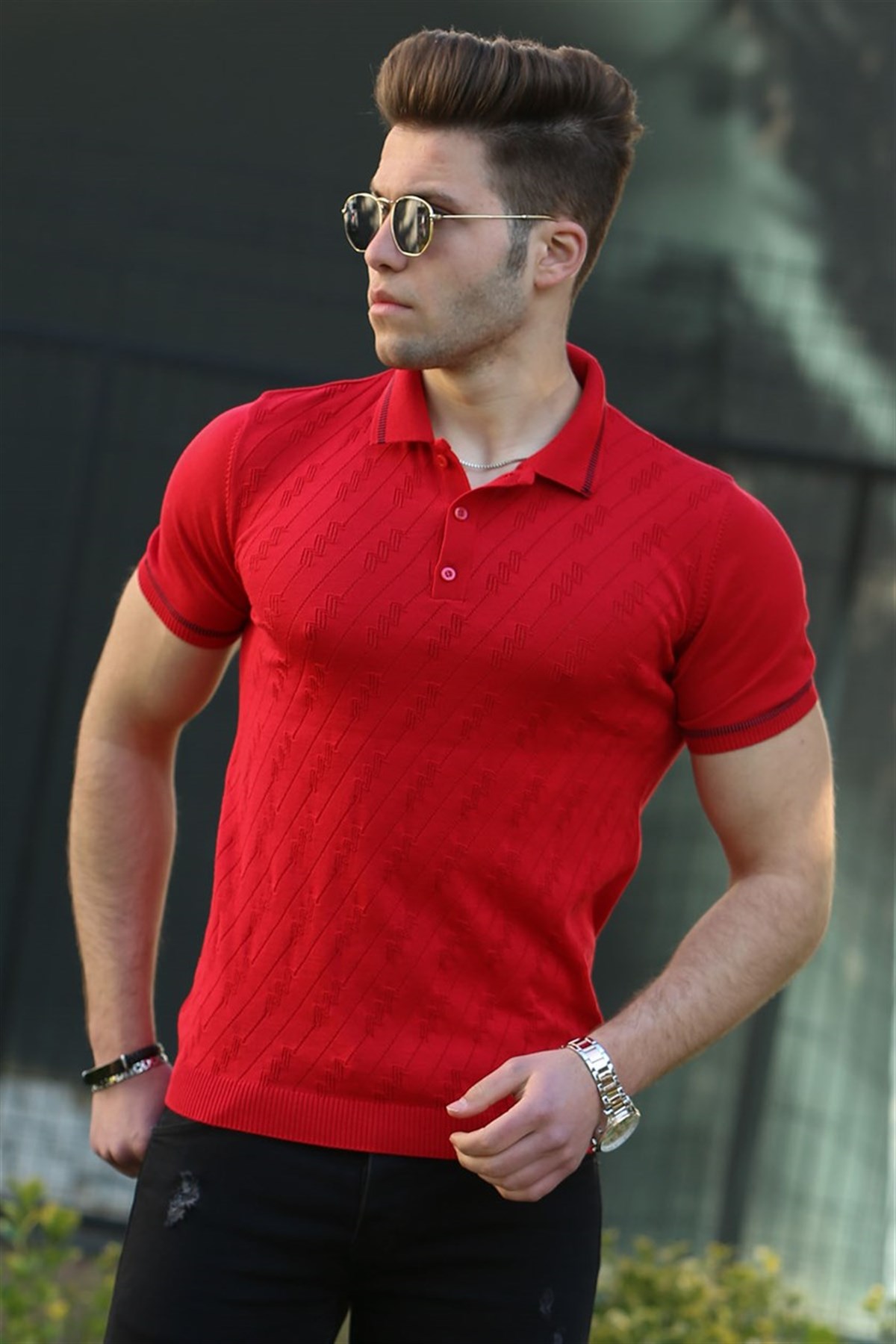 Madmext Red Polo Shirt for Men