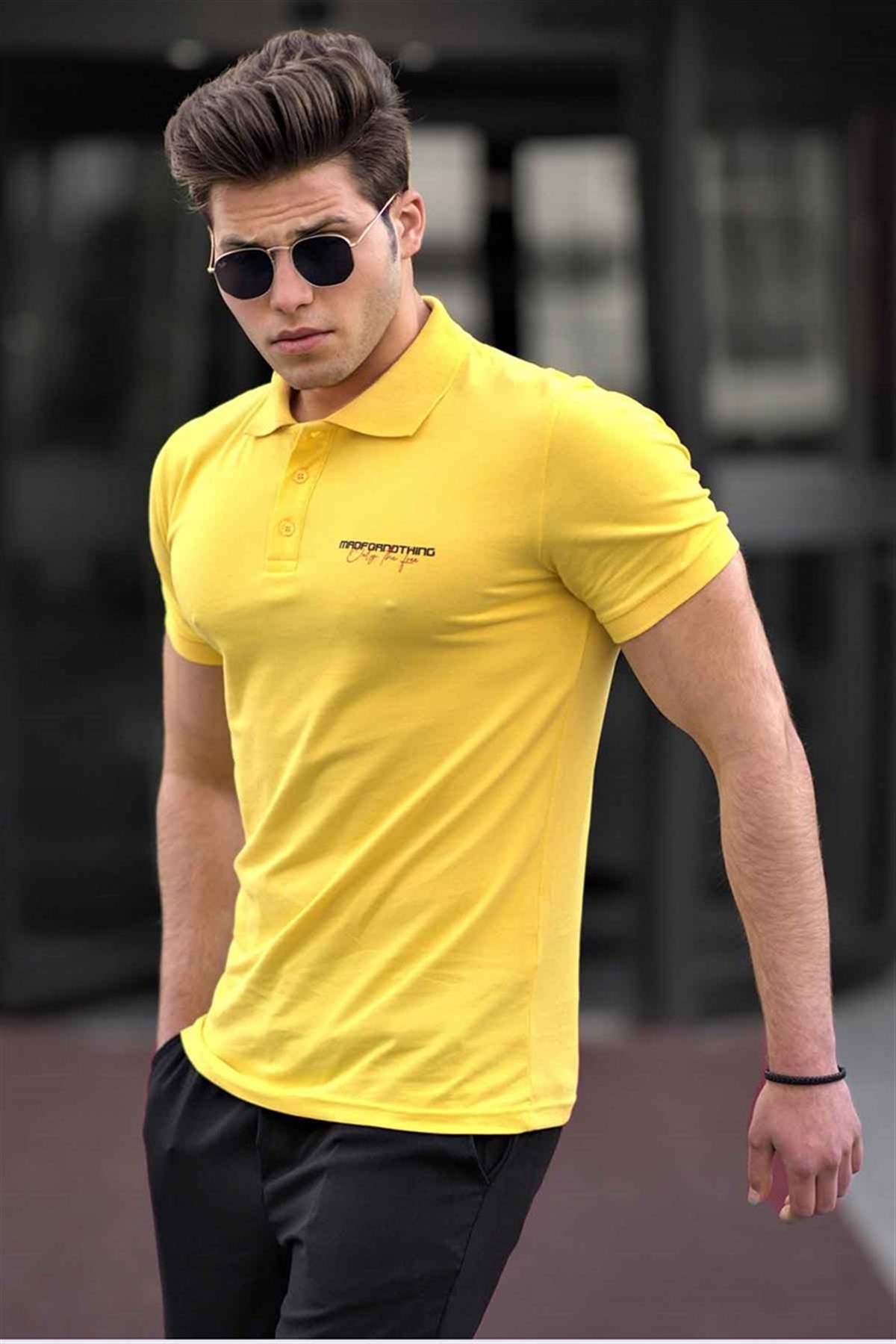 Madmext Yellow Polo T-shirt for Men