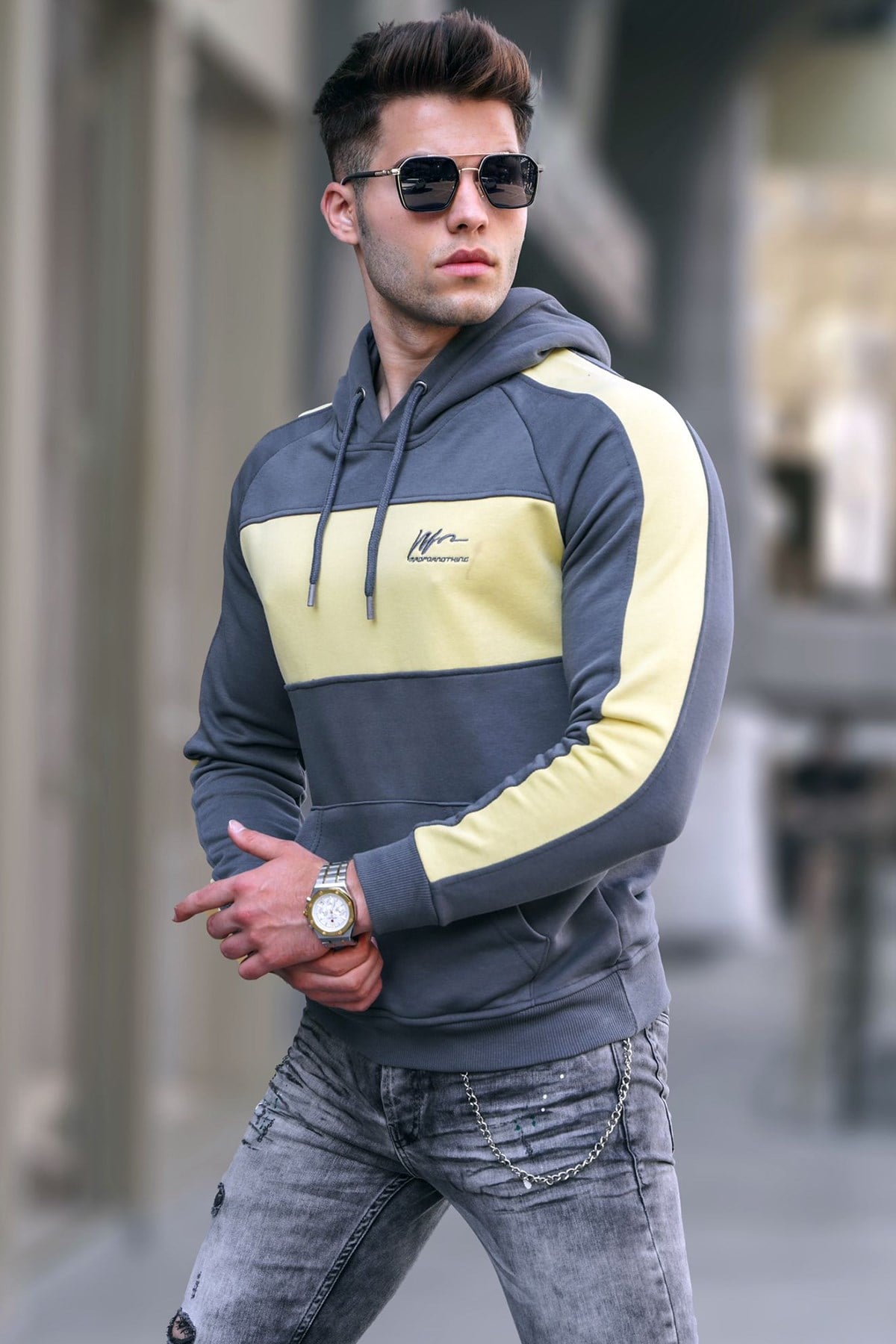 Madmext Füme Kapüşonlu Sweatshirt 5290