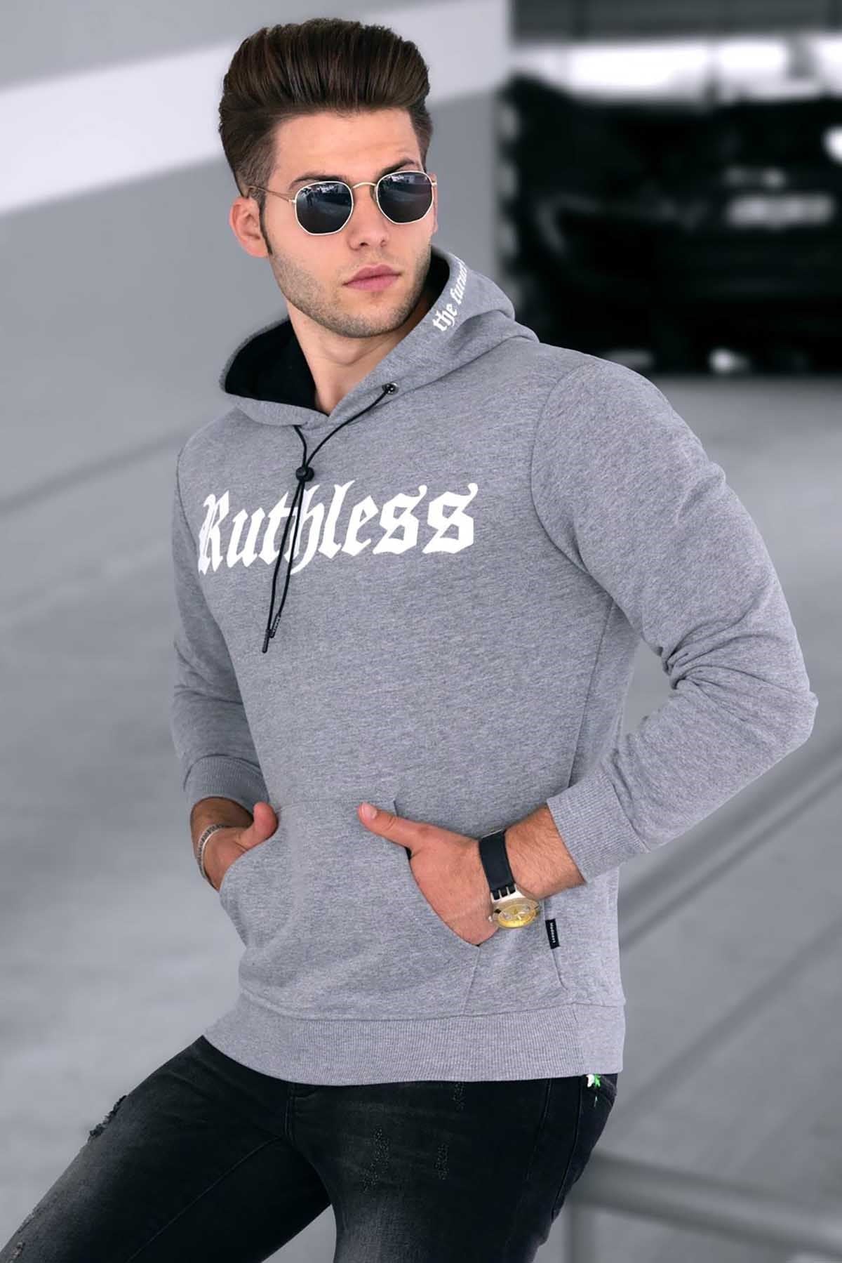 Madmext Gri Baskılı Erkek Sweatshirt 4747