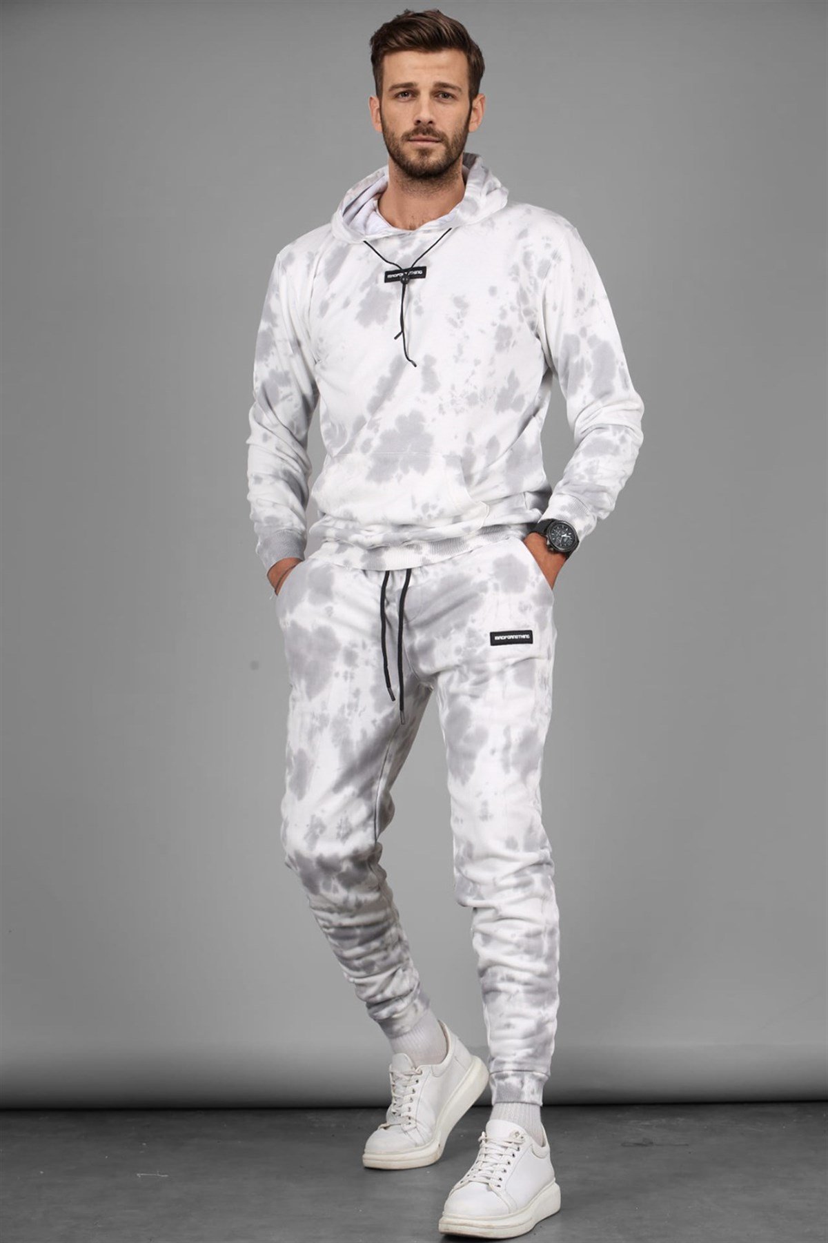 Madmext Gray Tie Dye Men Tracksuit Set 4758