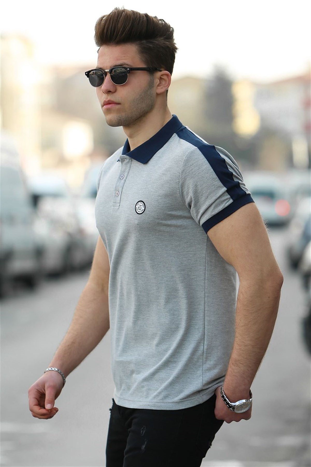 Madmext Grey Polo Shirt for Men