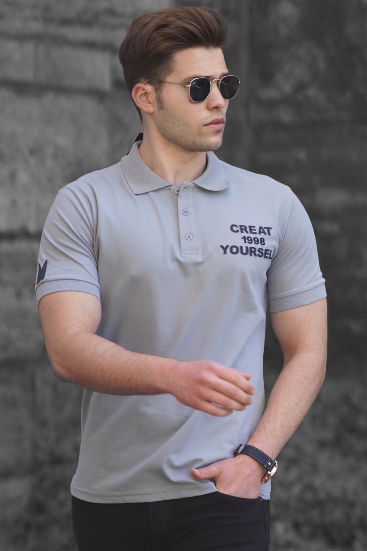 Madmext Gri Polo Yaka Erkek Tişört 5247