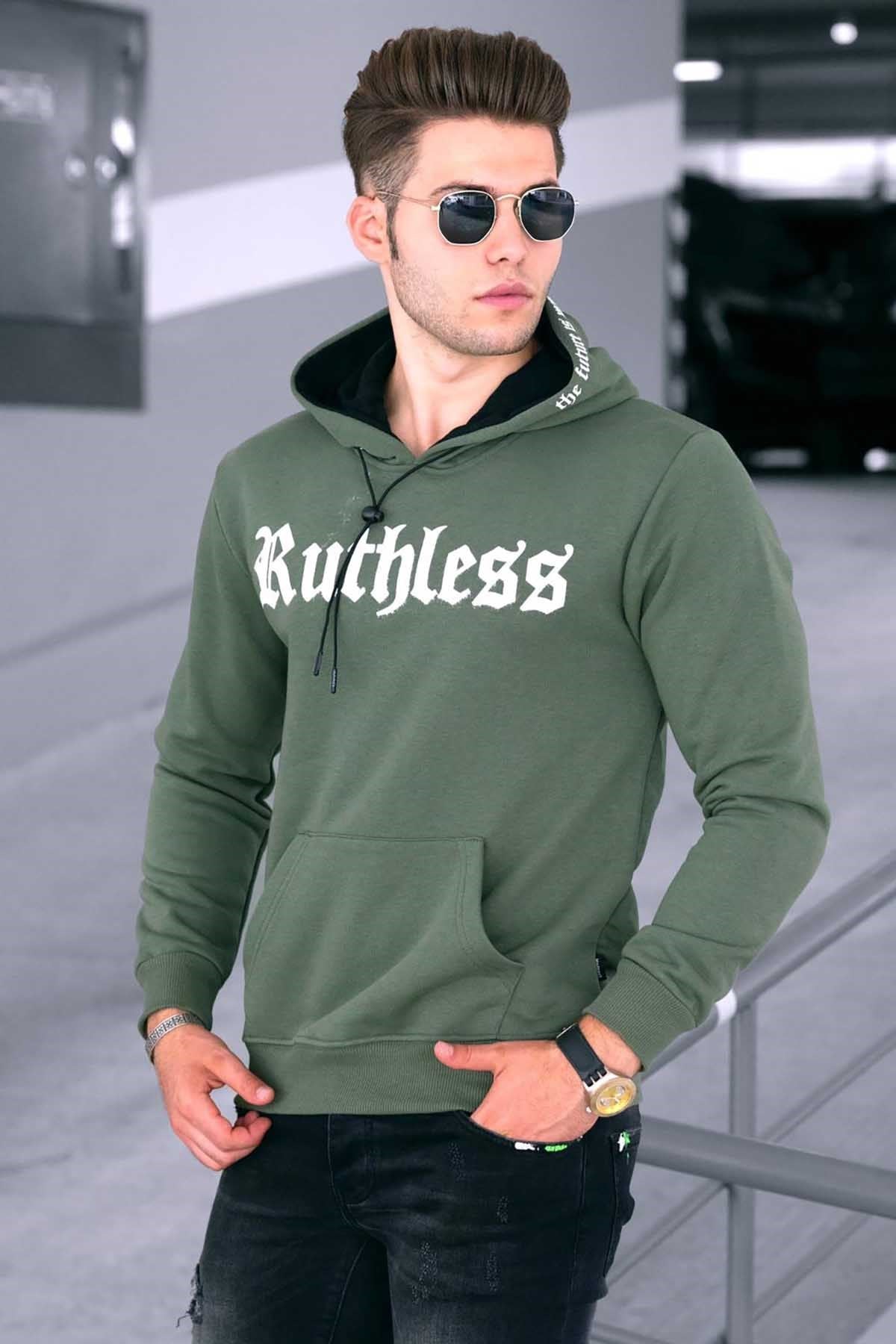Madmext Haki Baskılı Erkek Sweatshirt 4747