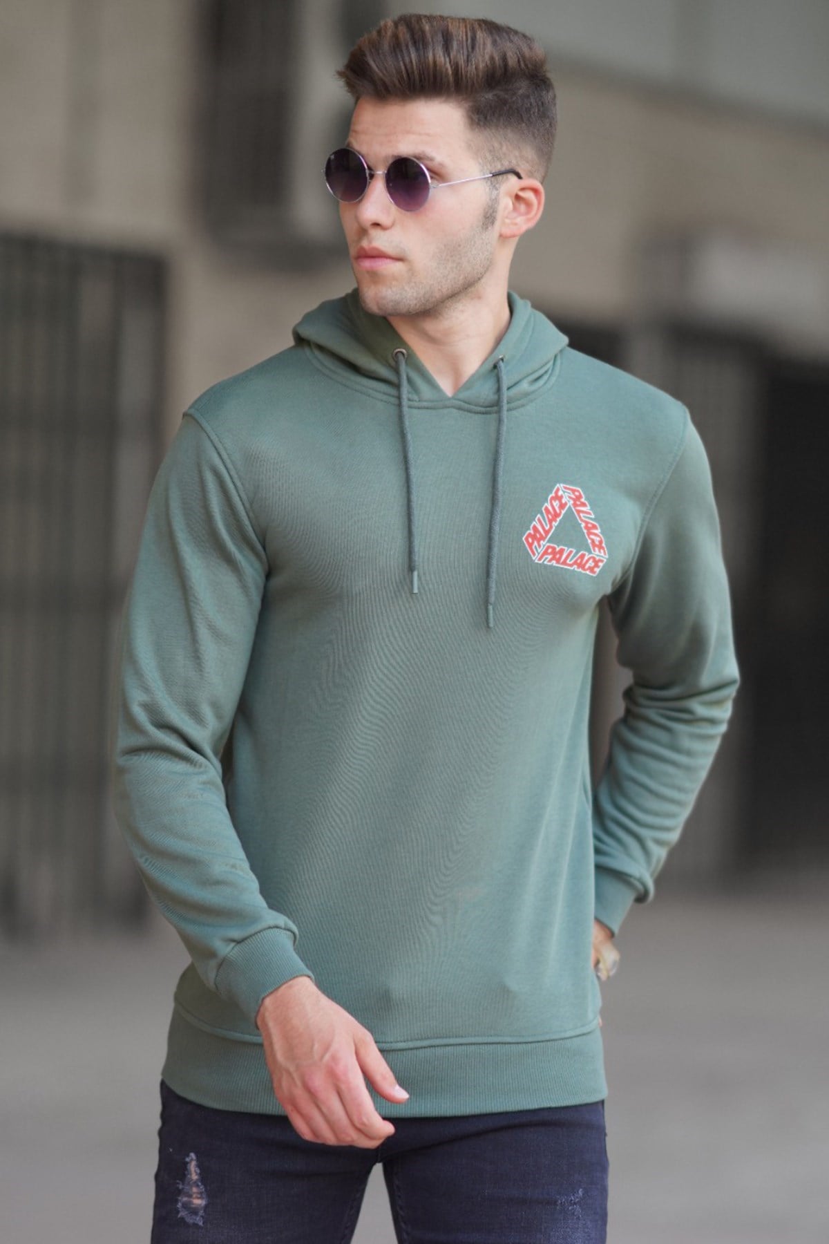 Madmext Haki Baskılı Sweatshirt 5303