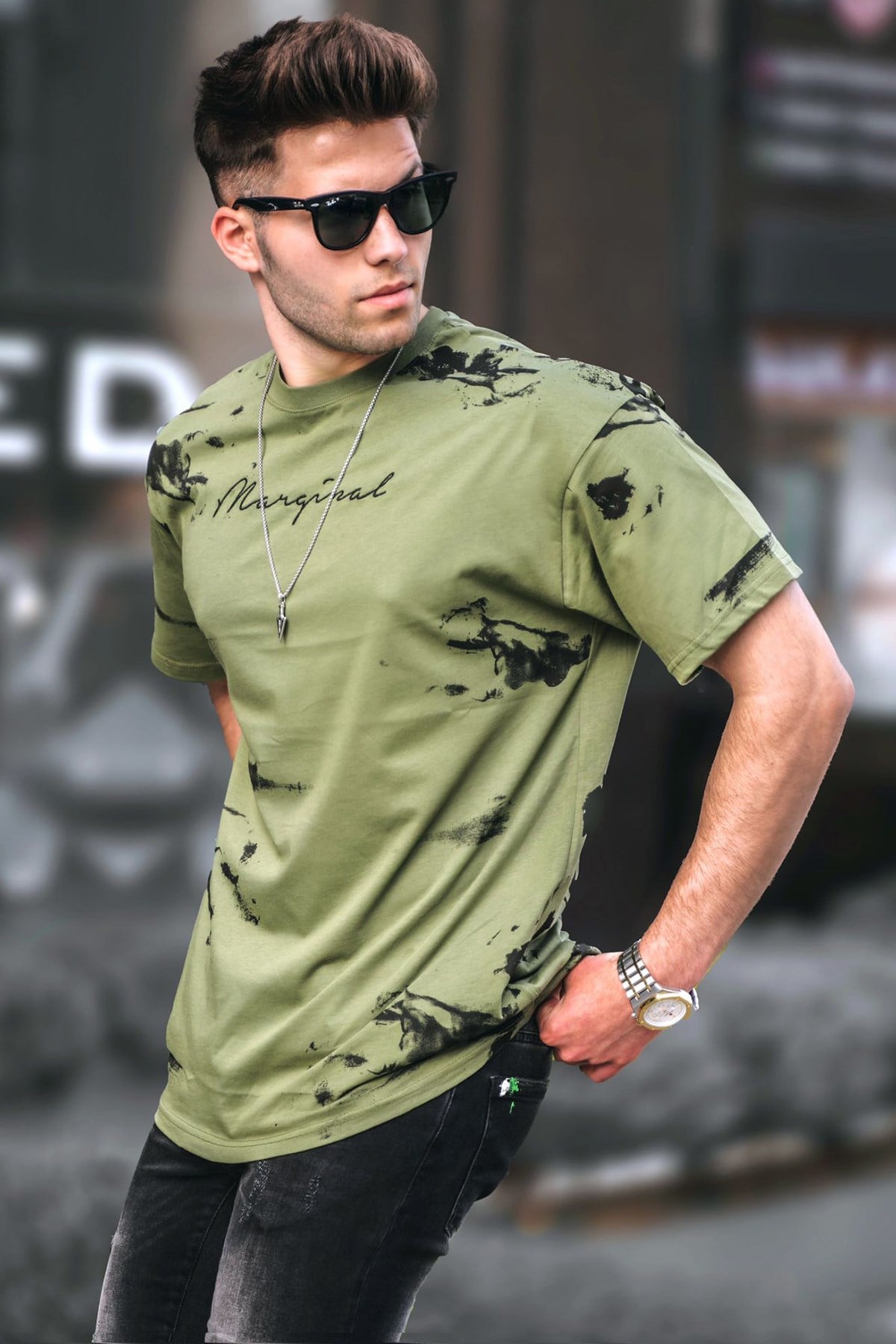 Madmext Haki Erkek Tişört 5207