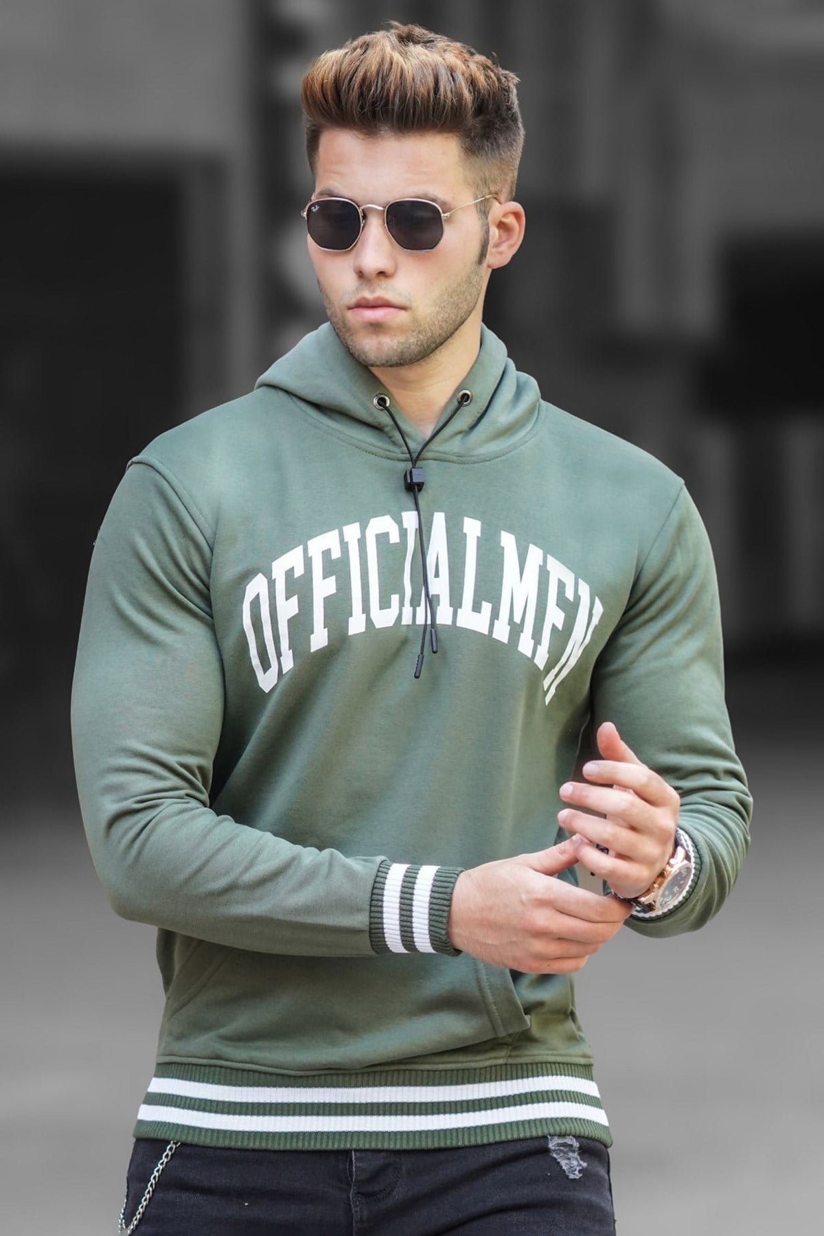 Madmext  Haki Kapüşonlu Sweatshirt 5287