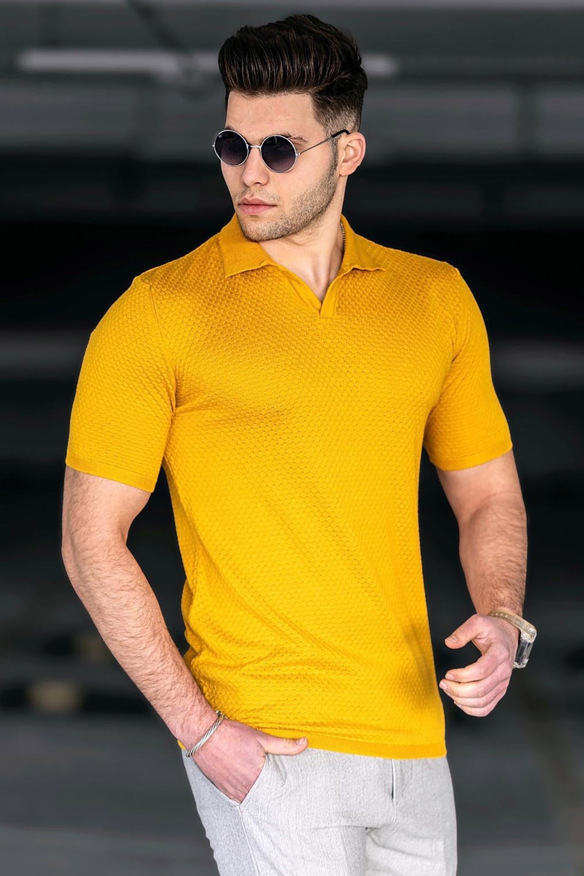 Madmext Hardal Polo Yaka Tişört 5074