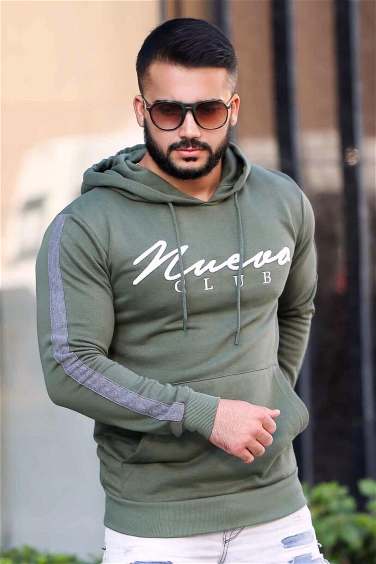 Madmext Kapşonlu Haki Sweatshirt 2866