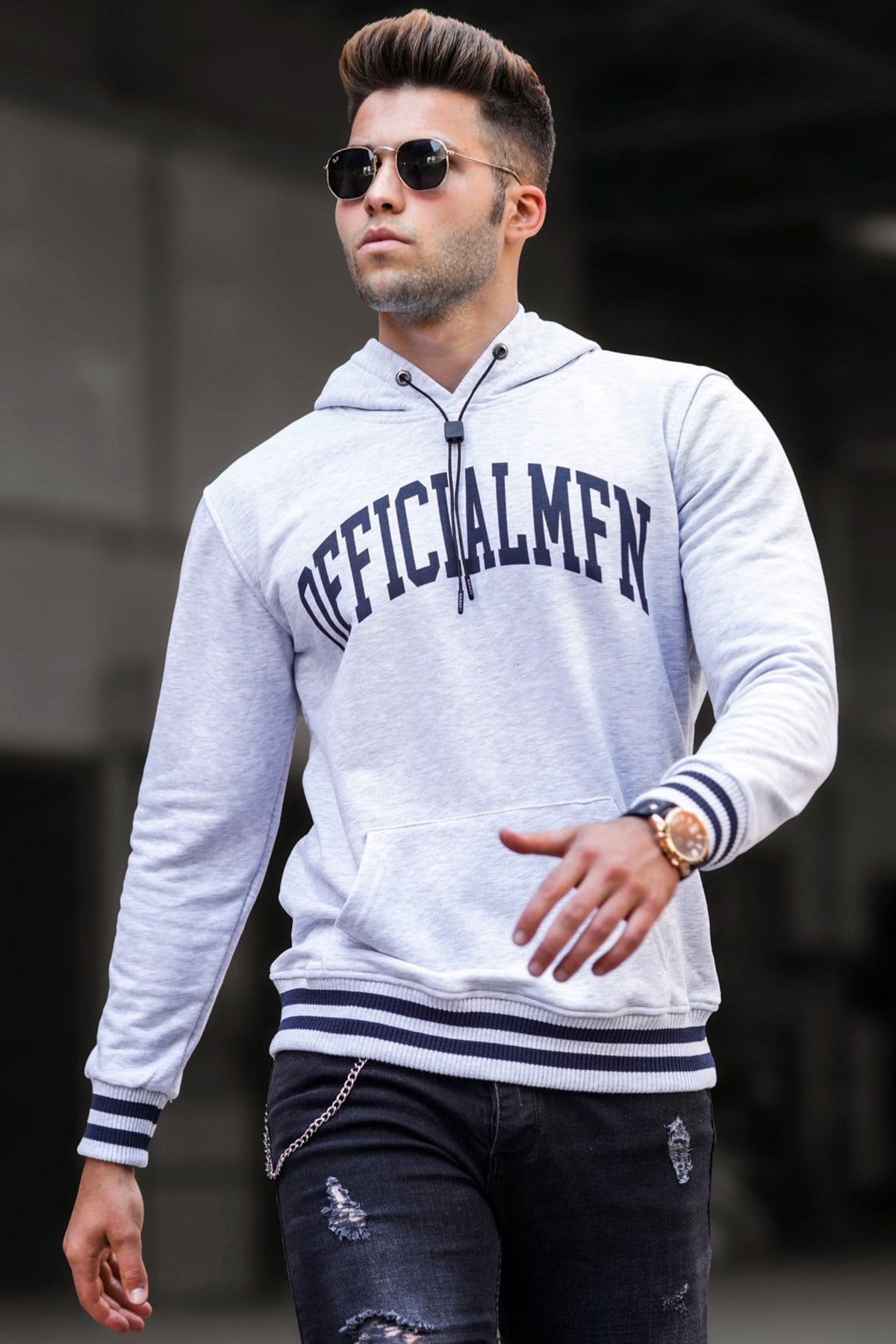 Madmext  Kar Melanj Kapüşonlu Sweatshirt 5287