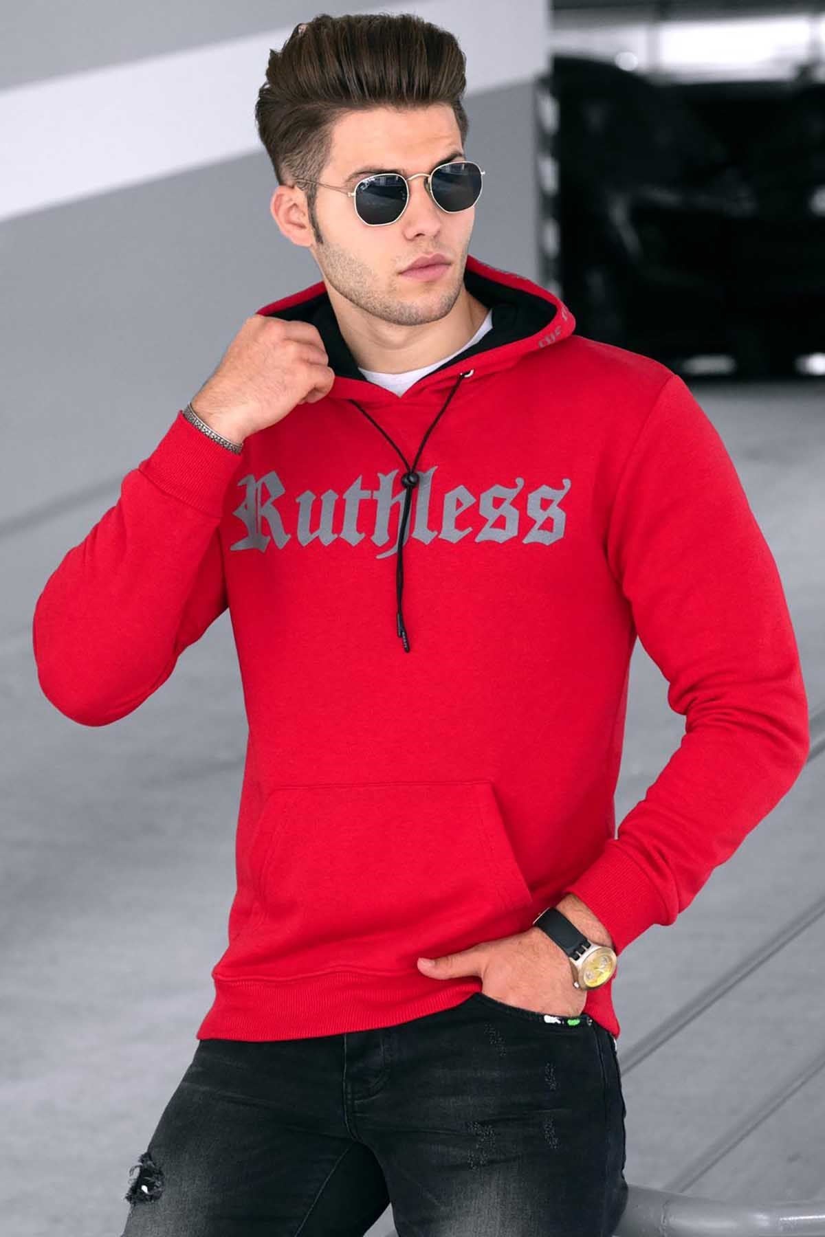 Madmext Red Printed Hoodie Sweatshirt 4747