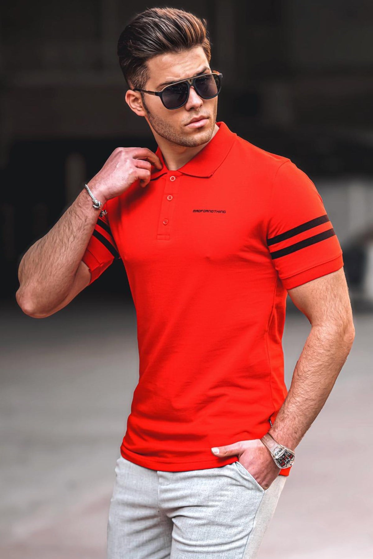 Madmext Kırmızı Polo Yaka Erkek Tişört 4984