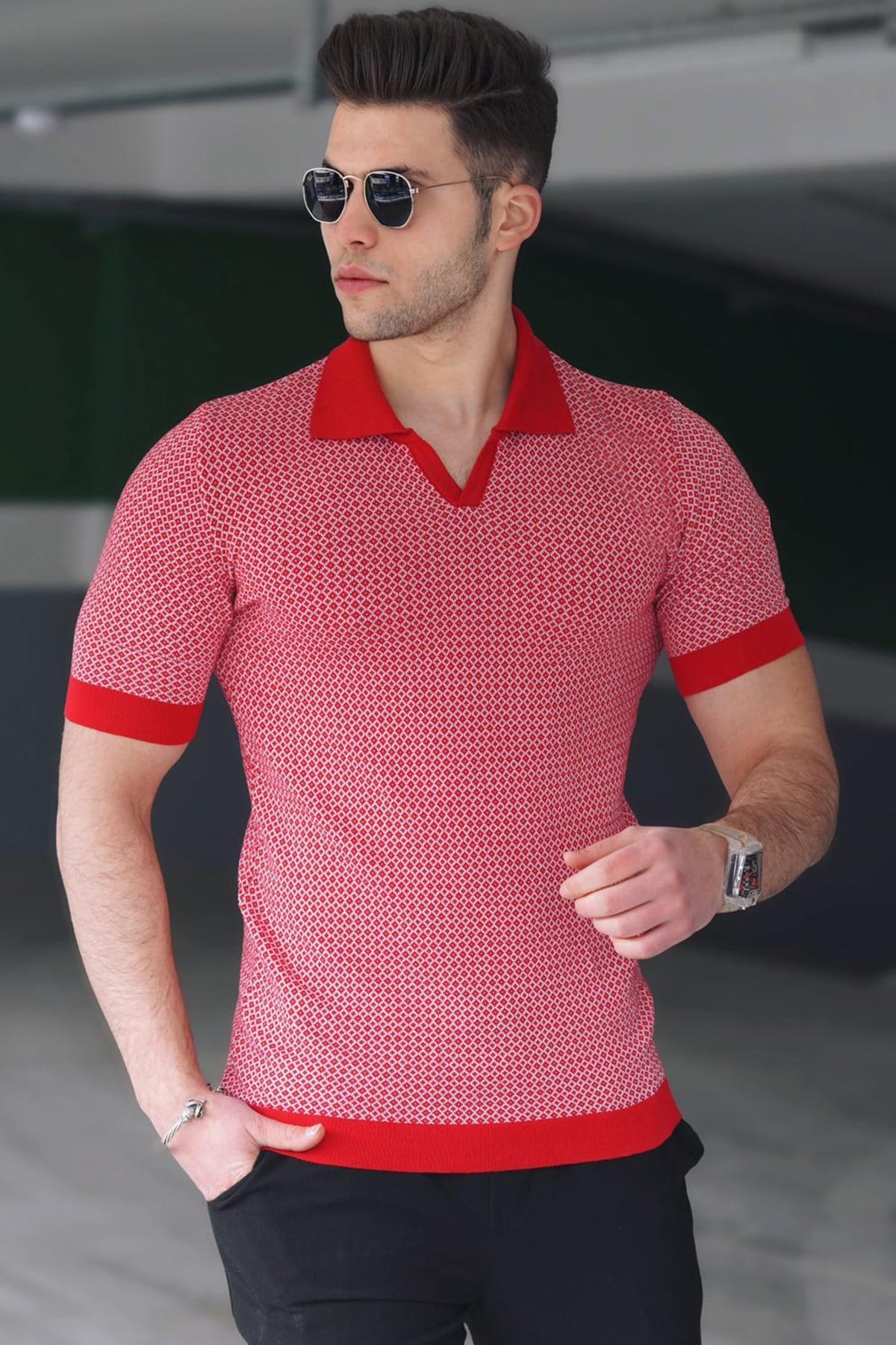 Madmext Kırmızı Polo Yaka Erkek Tişört 5077