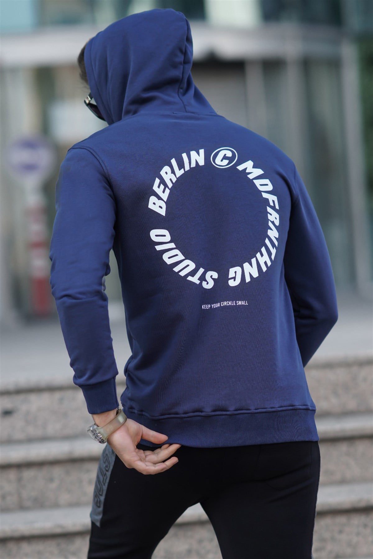 Madmext Lacivert Baskılı Sweatshirt 5306