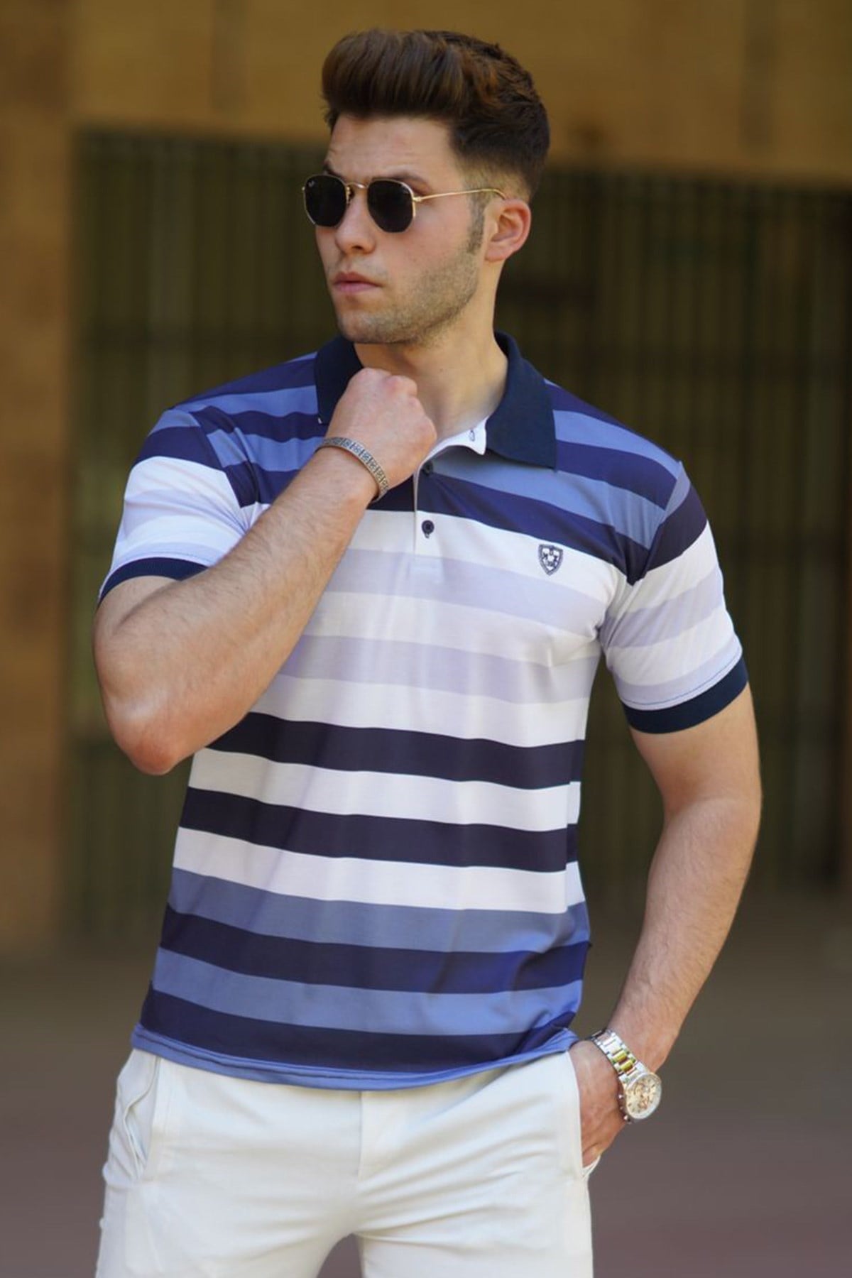 Madmext Lacivert Polo Yaka Erkek Tişört 5279
