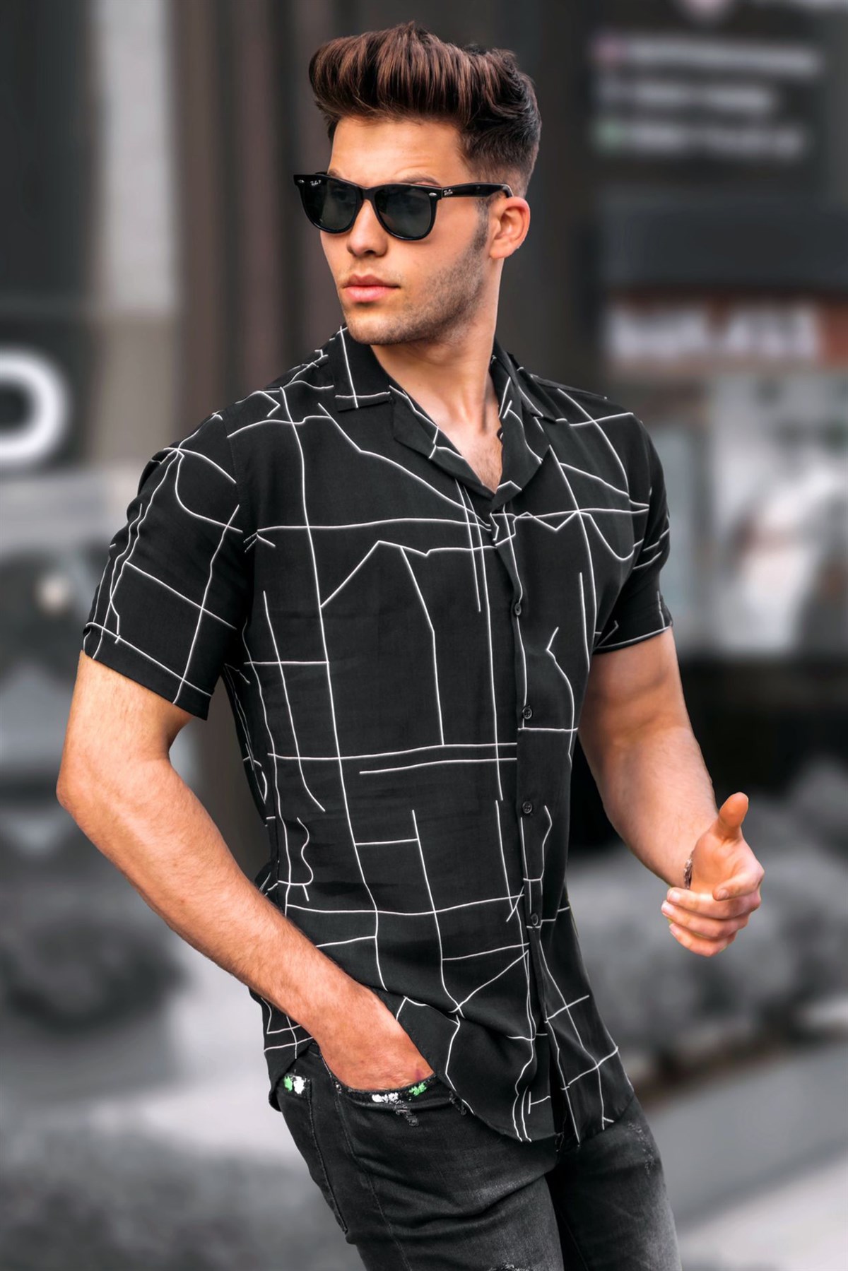Madmext Men Designed Black Shirt 5539