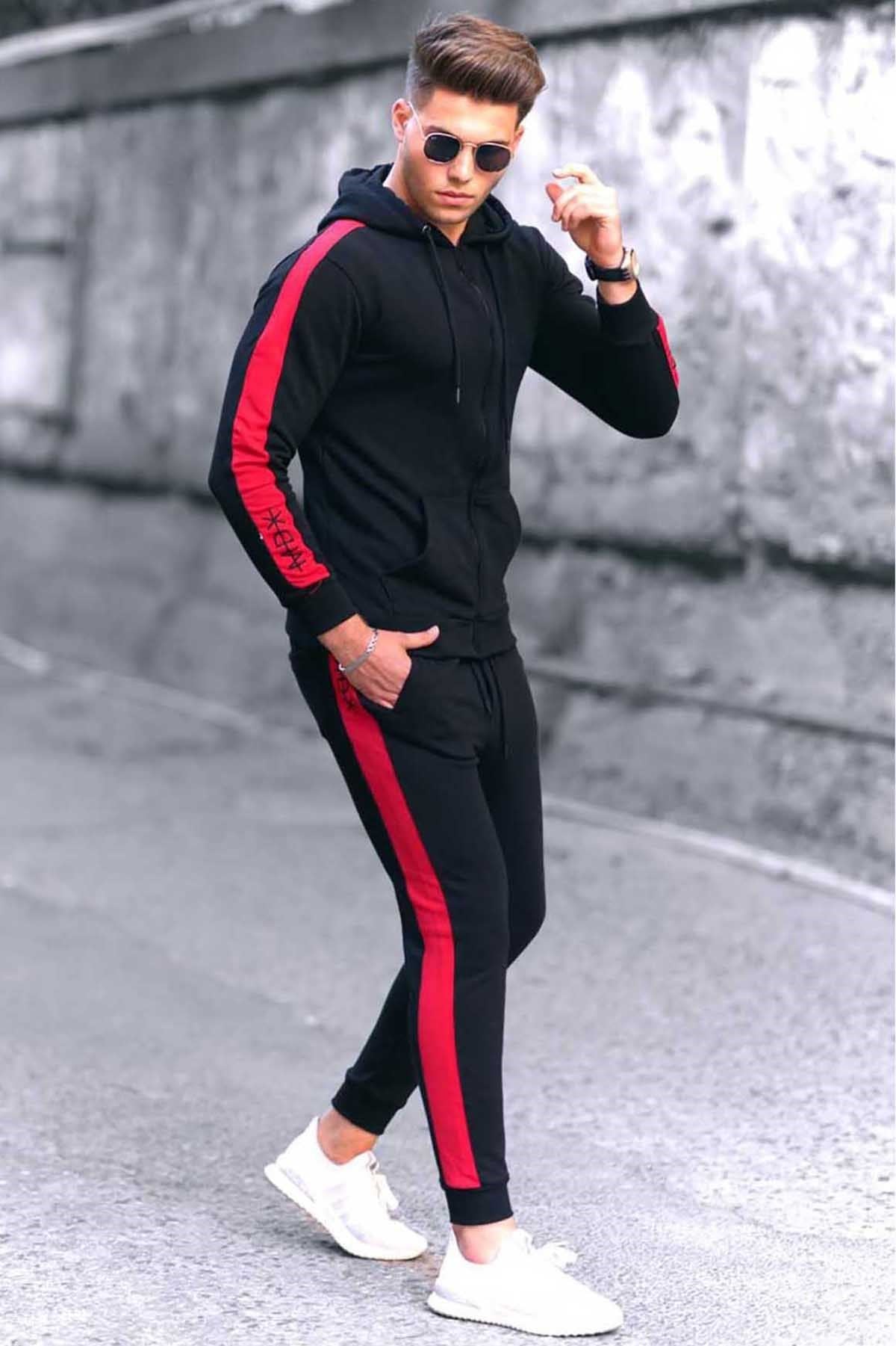 Madmext Black Men Tracksuit Set 9427