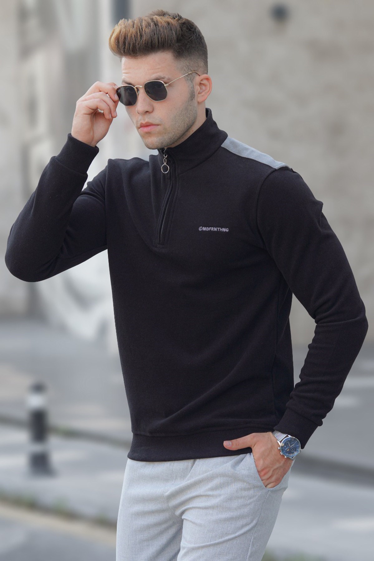 Madmext Siyah Erkek Sweatshirt 5155