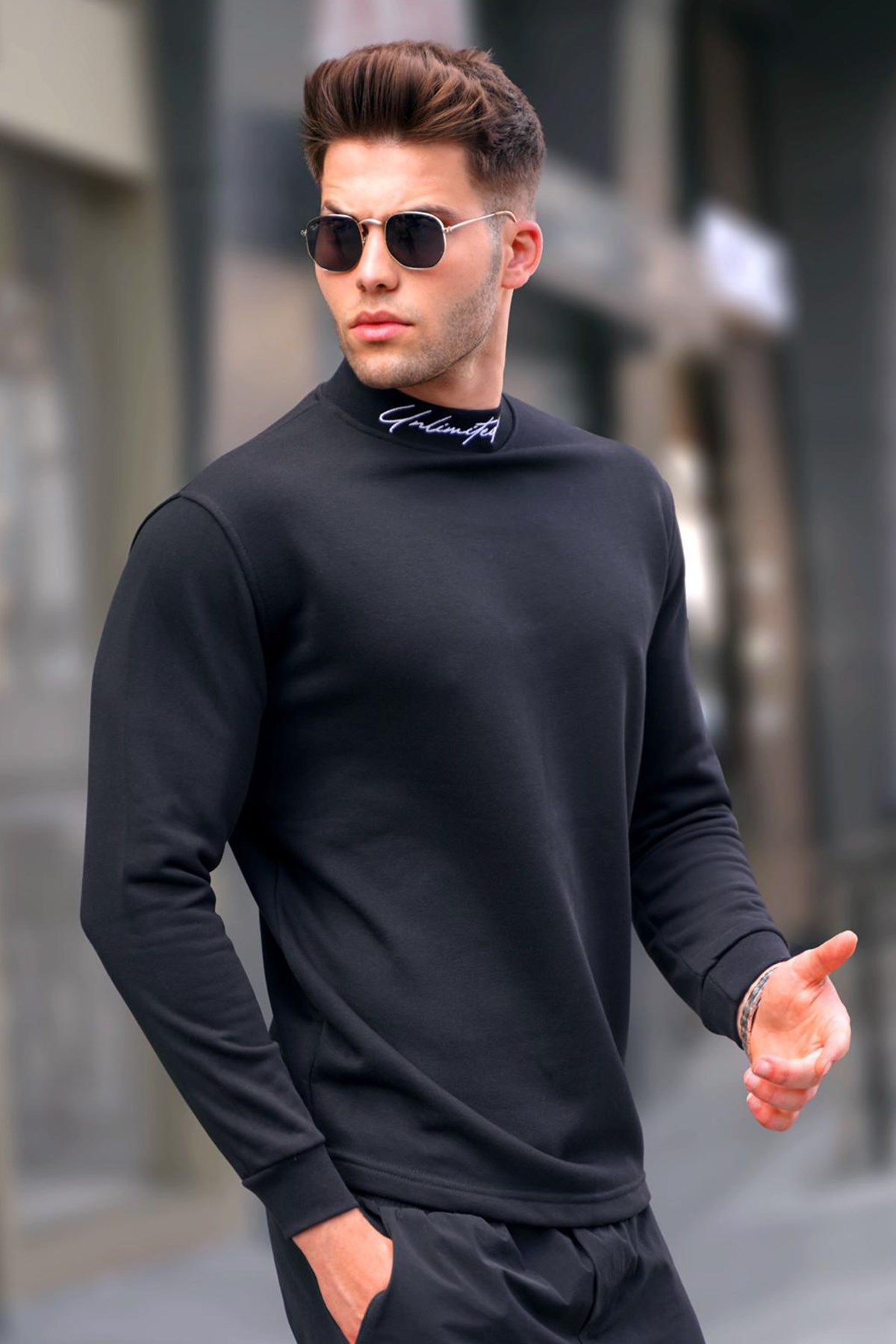 Madmext Men Black Sweatshirt 5329